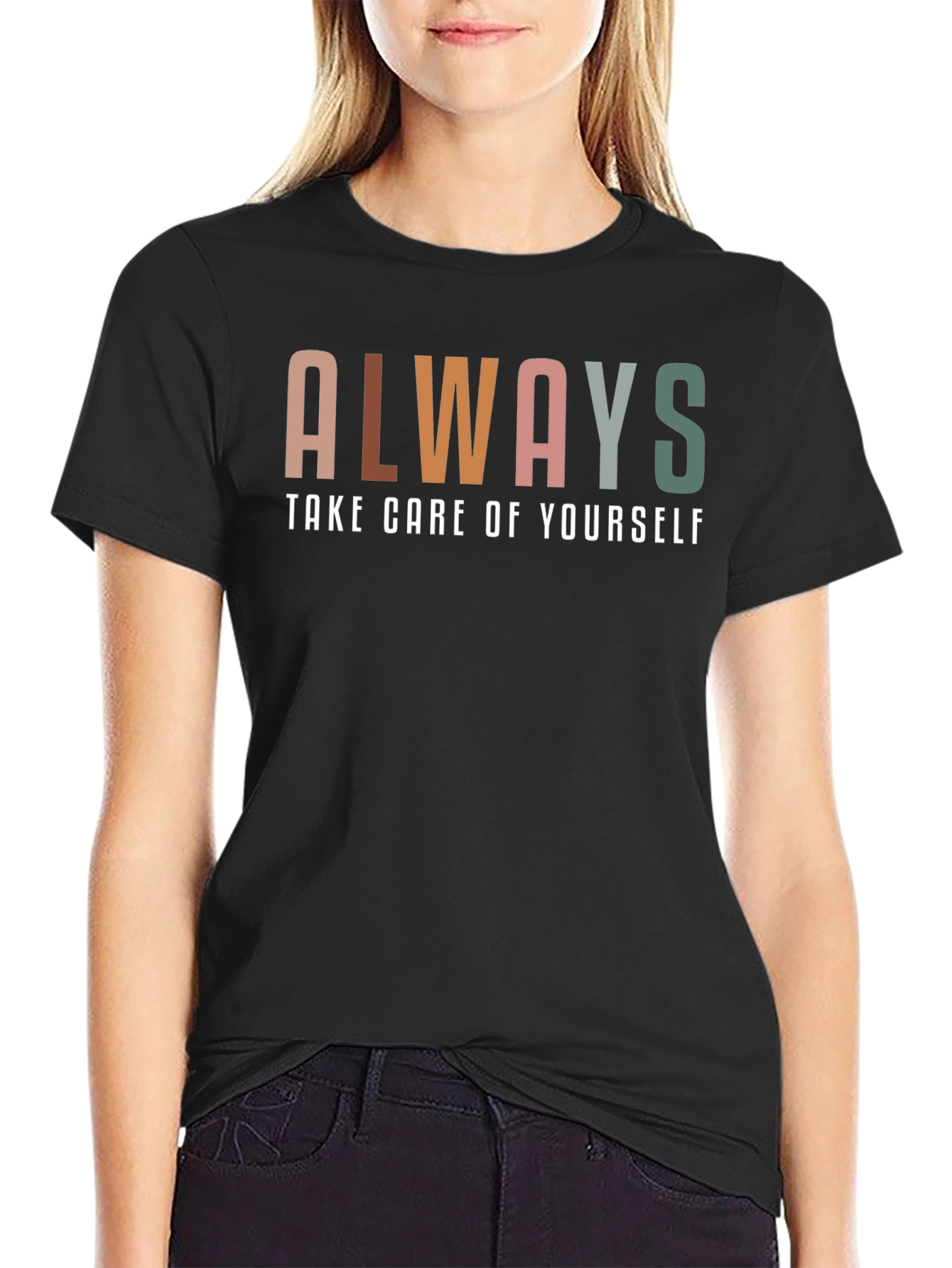Black Always Take Care of Yourself Graphic Tee view 2