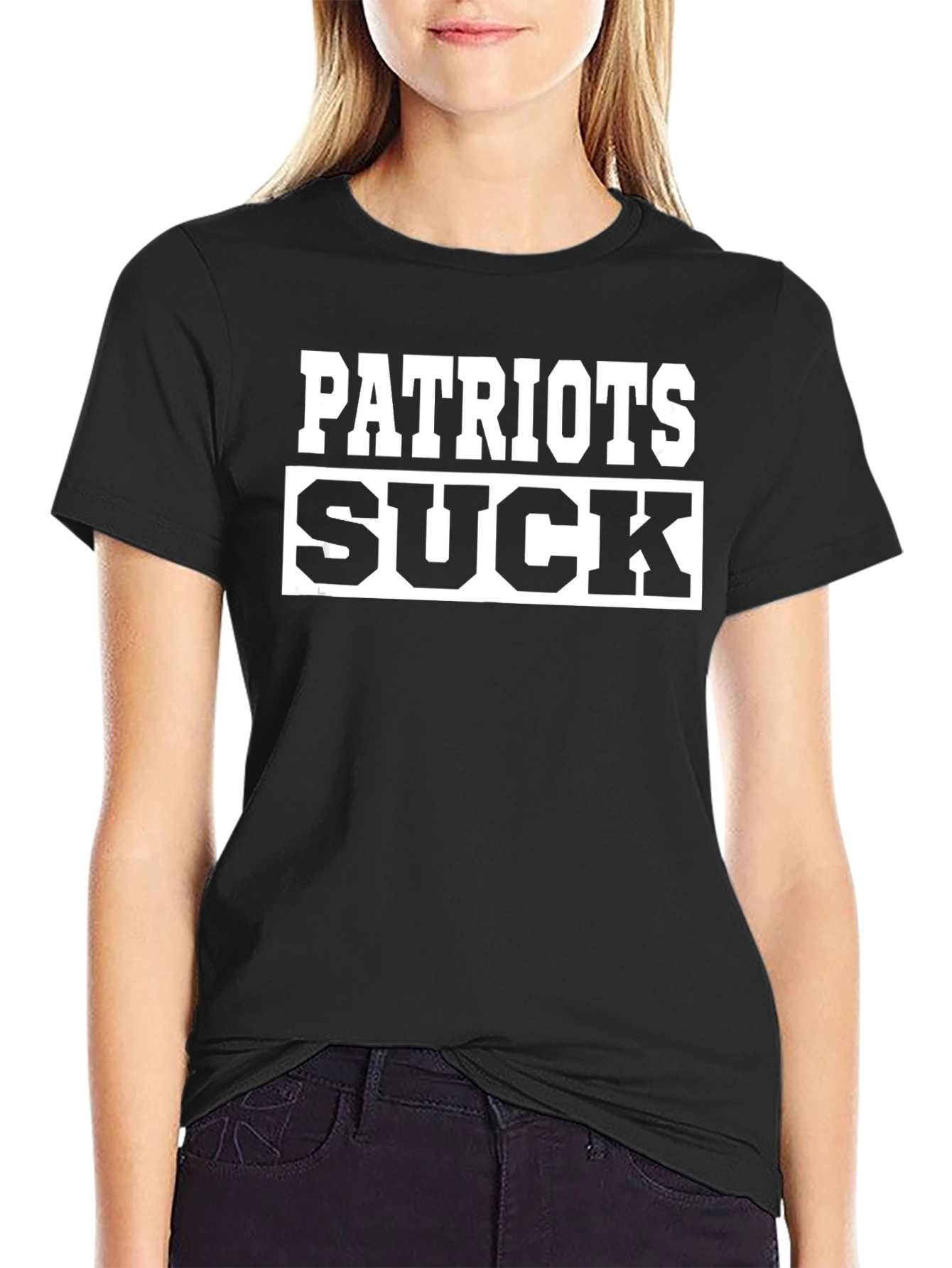 Black Patriots Suck Graphic T-Shirt Anti-Fan Novelty Tee view 2
