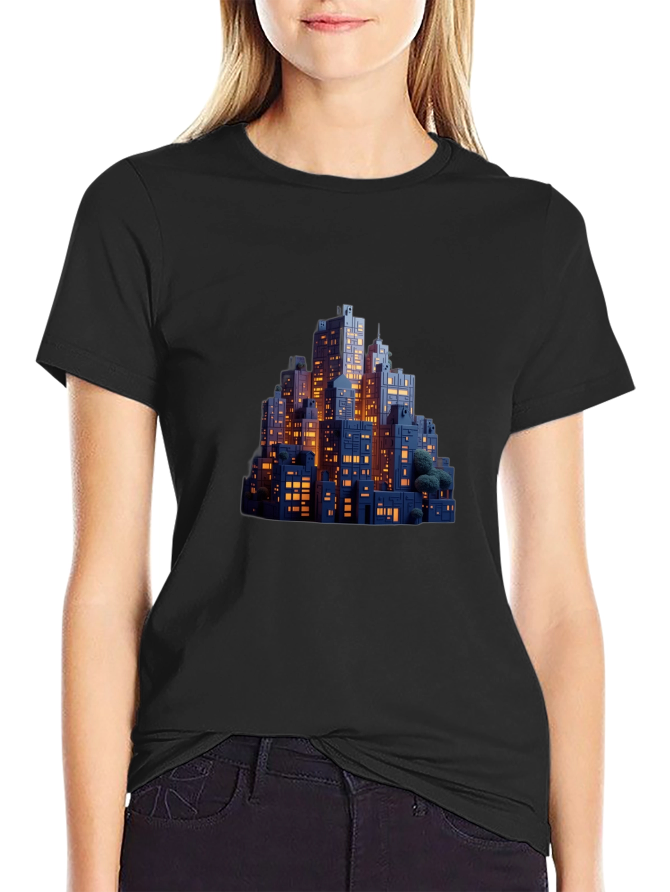 Black Night Cityscape Graphic Tee - Urban Style view 2