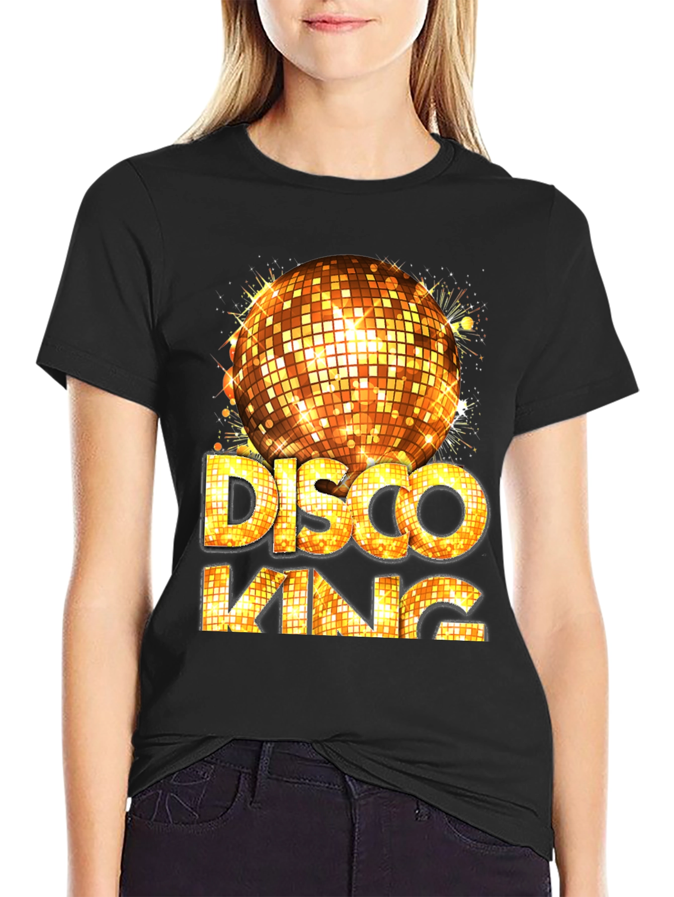 Black Disco King Graphic Tee - Men's Party Shirt view 2