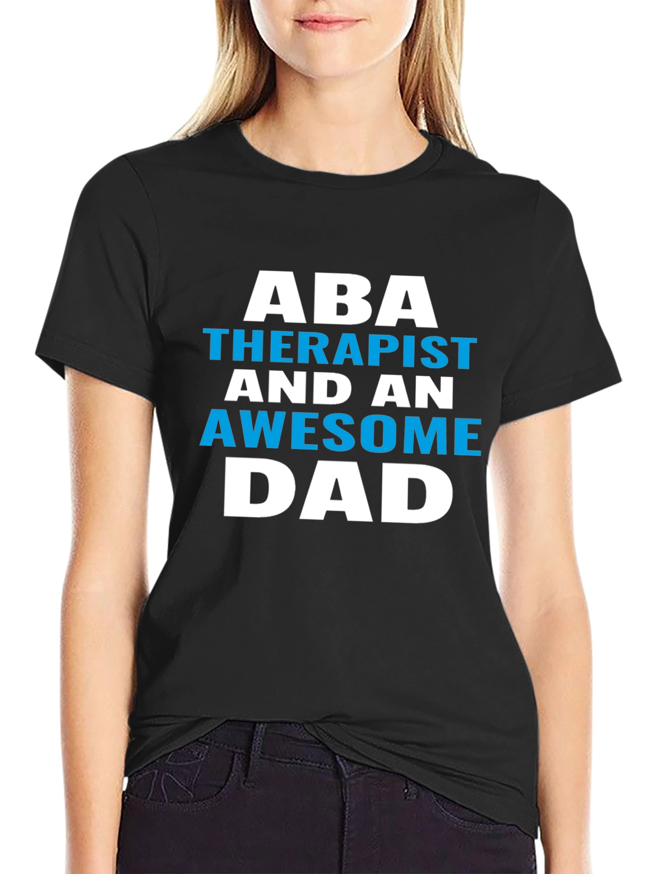 Black ABA Therapist Awesome Dad Graphic Tee view 2