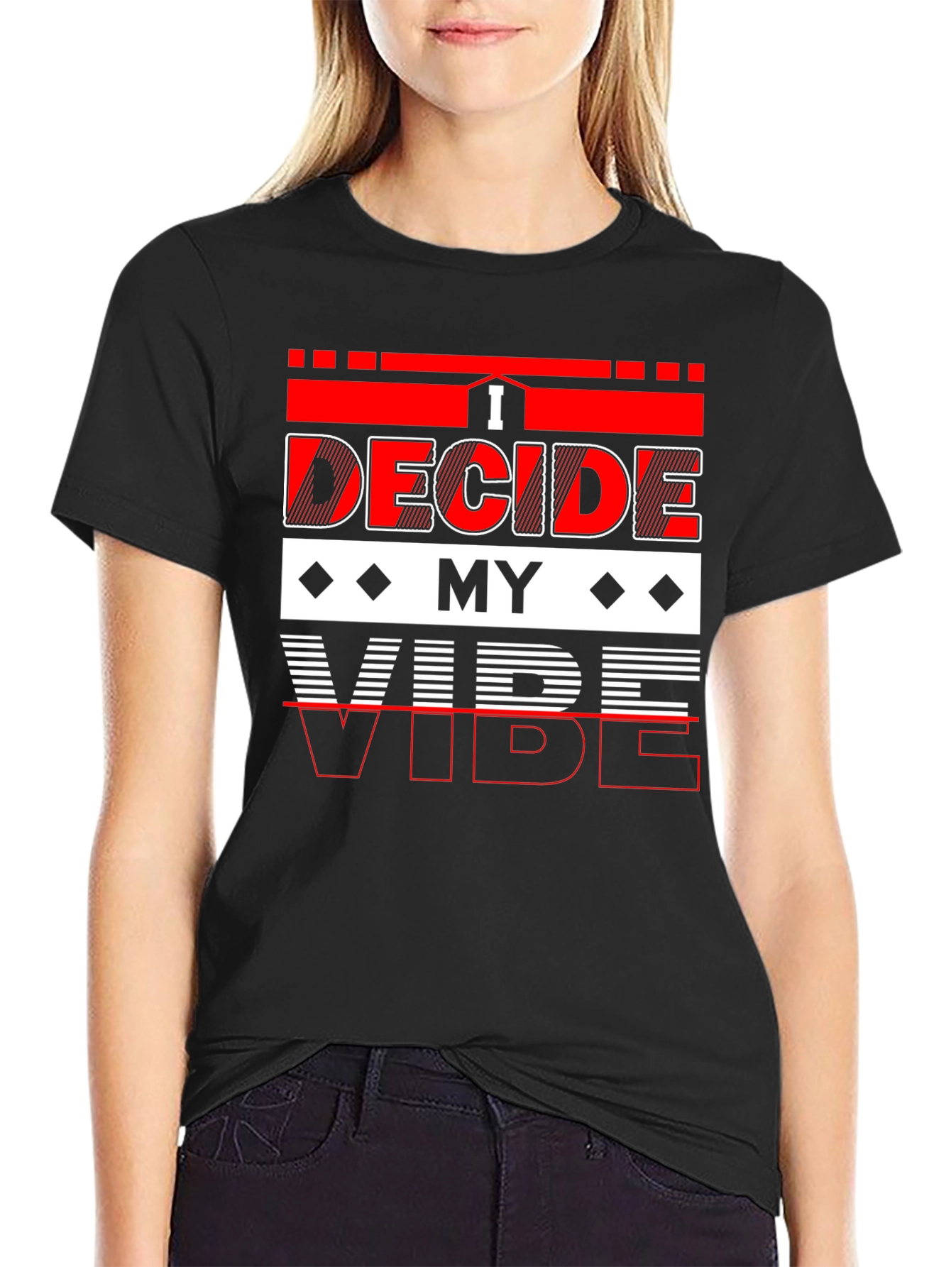 Black I Decide My Vibe Graphic T-Shirt - Stylish Cotton Tee view 2