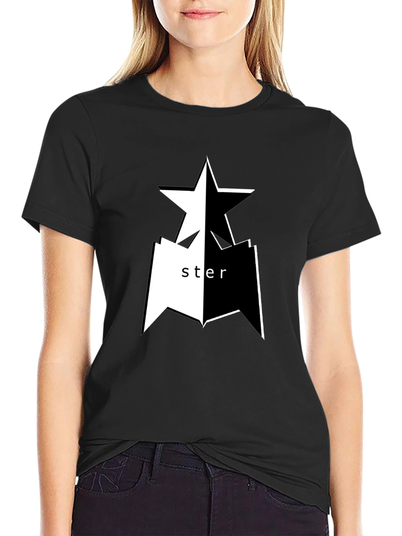 Black Black Graphic Tee - Star Design view 2
