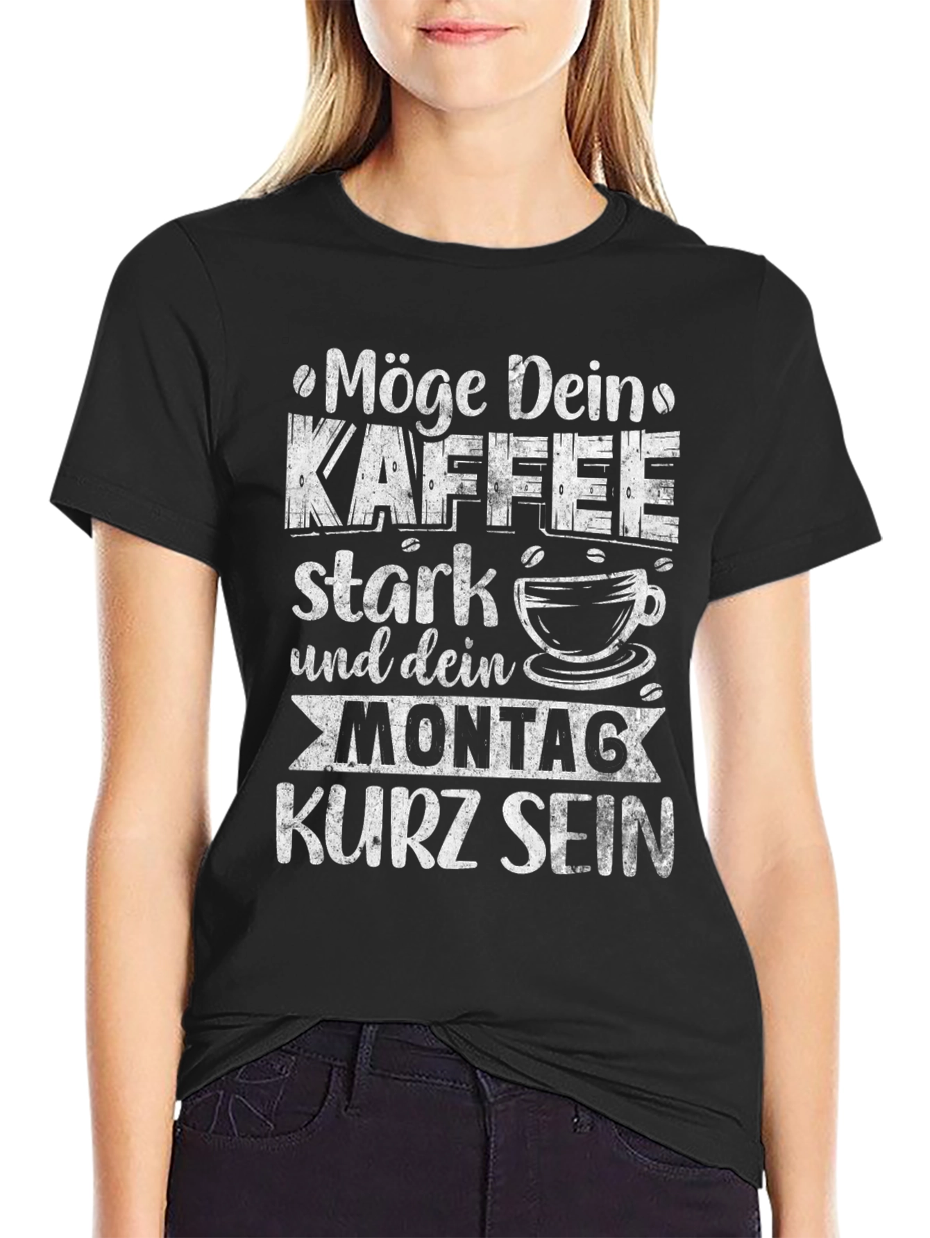 Black Coffee & Monday Funny Graphic T-Shirt view 2