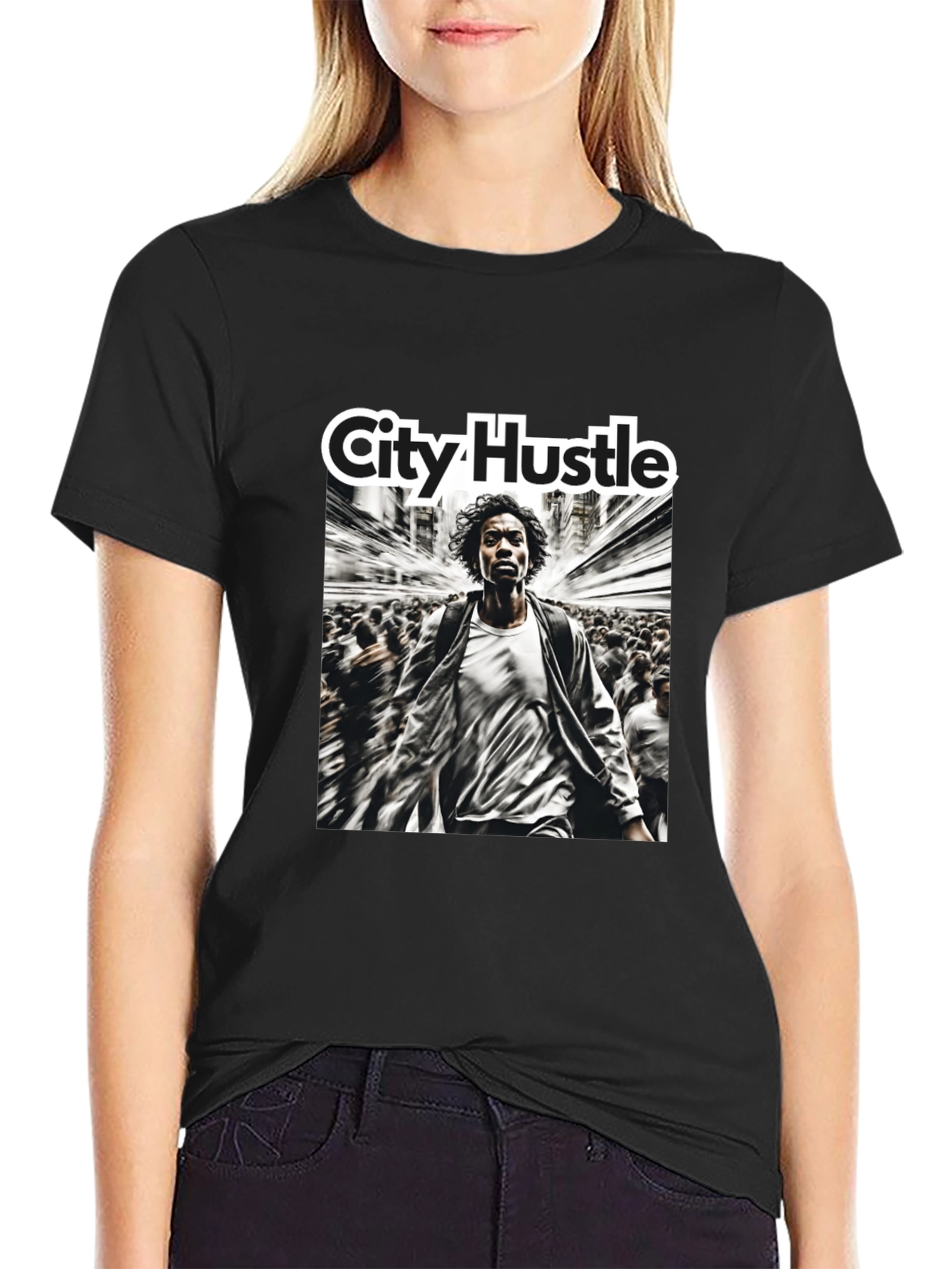 Black City Hustle Graphic Print T-Shirt view 2