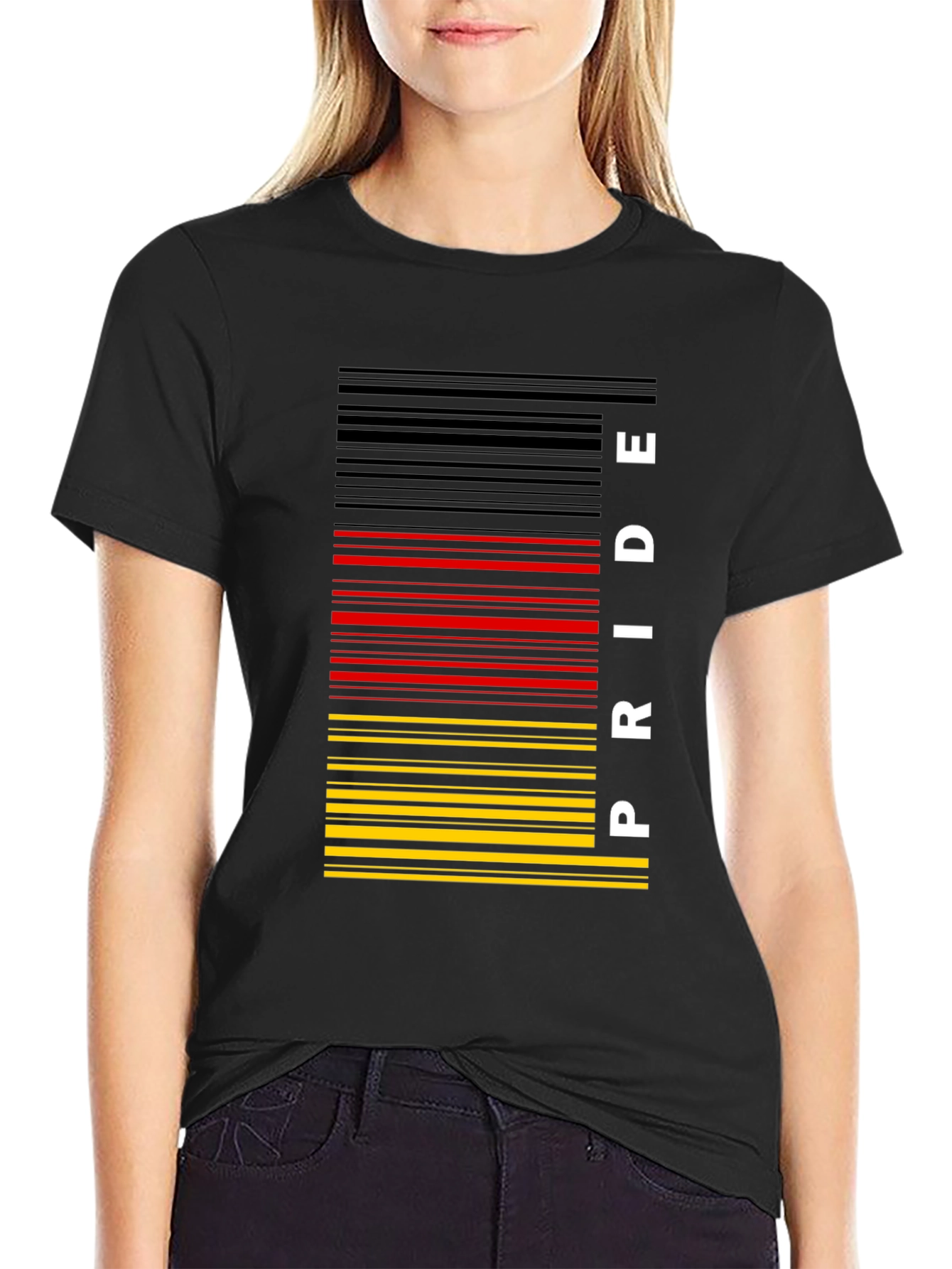 Pride Barcode T-Shirt - Black German Flag Colors - 2