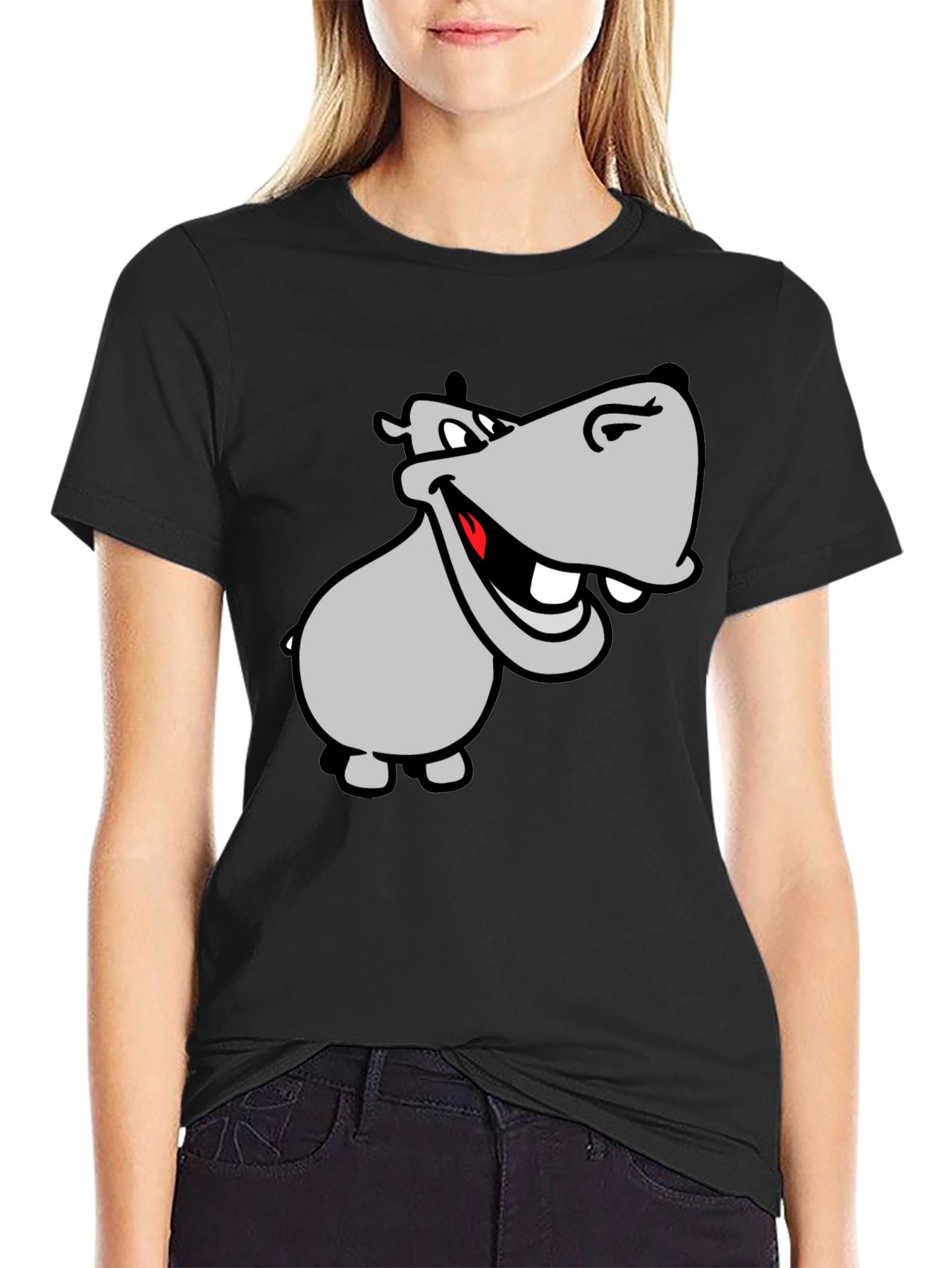 Black Hippo Graphic T-Shirt - Men's Black Tee view 2