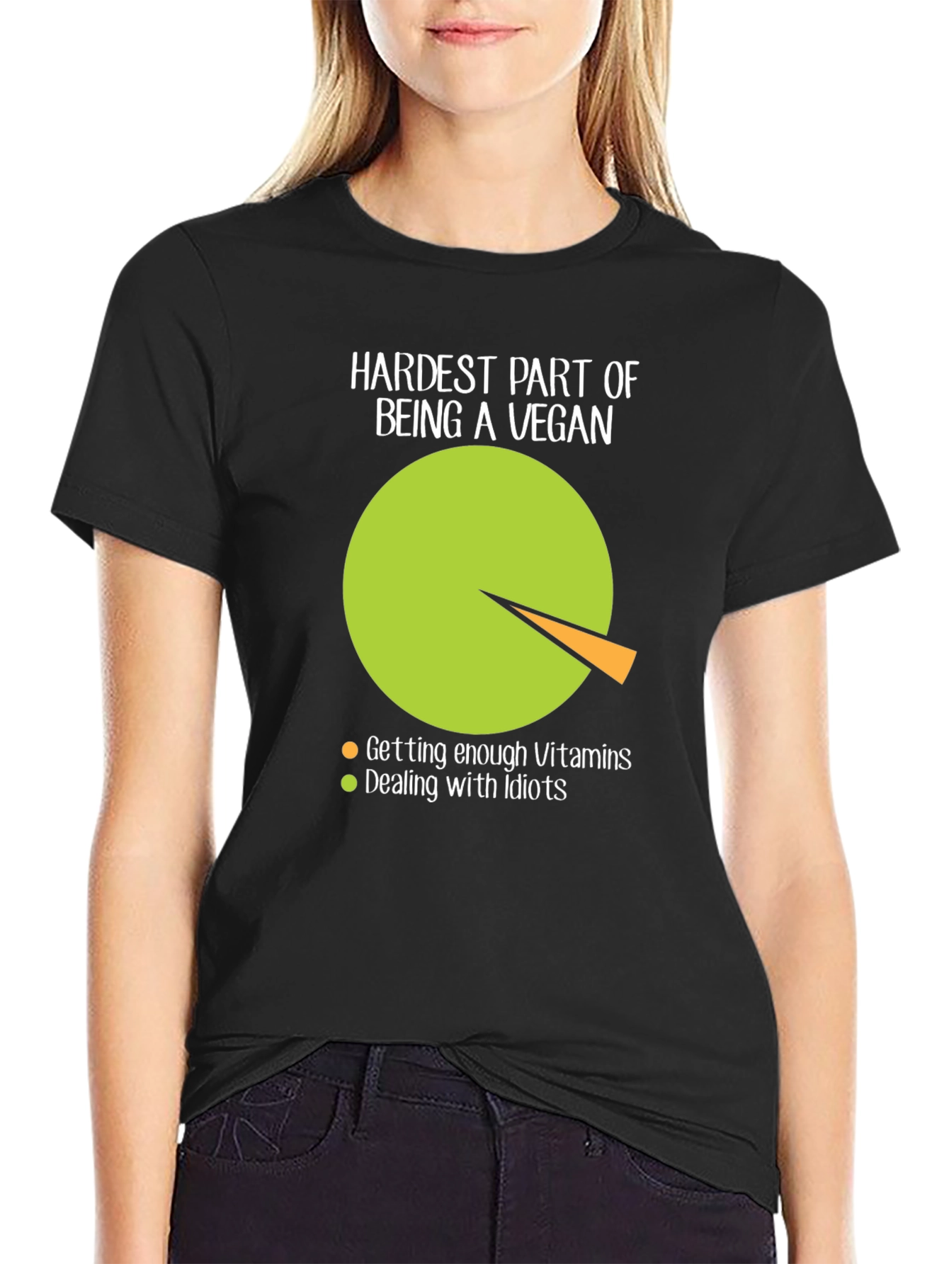 Black Hardest Part Being Vegan Humor T-Shirt view 2
