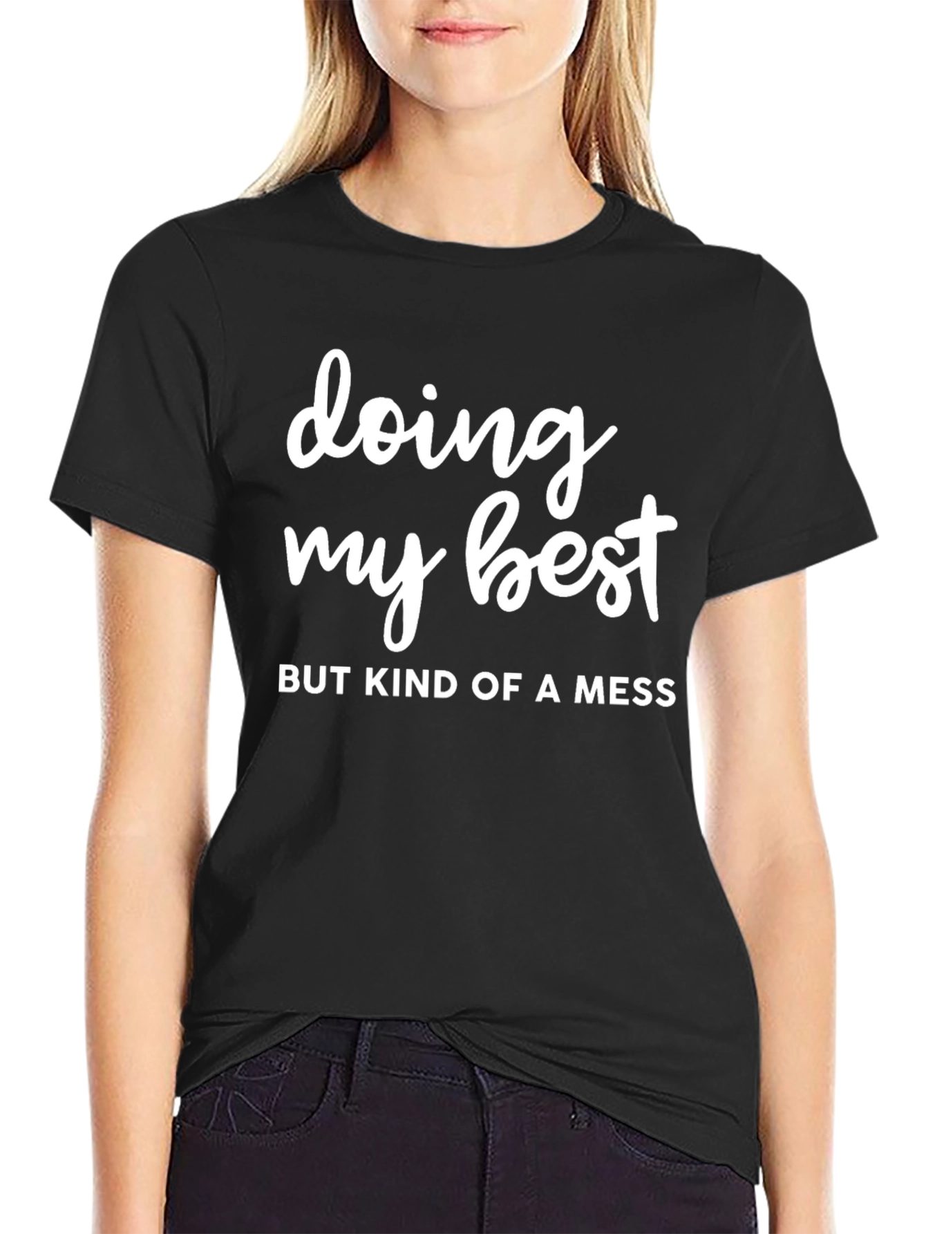 Black Doing My Best Tee - Funny Slogan Shirt view 2