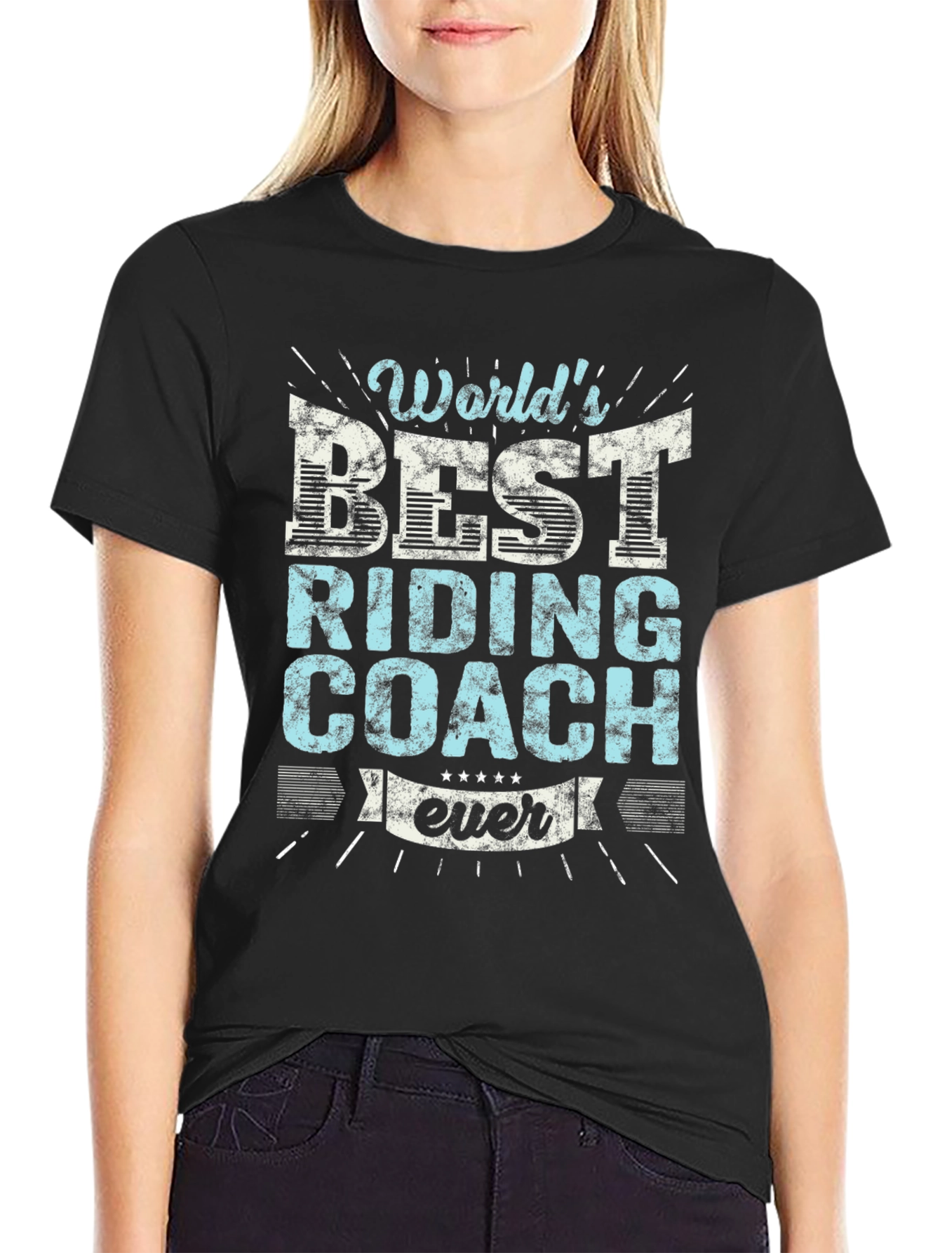 Black World's Best Riding Coach Ever T-Shirt view 2