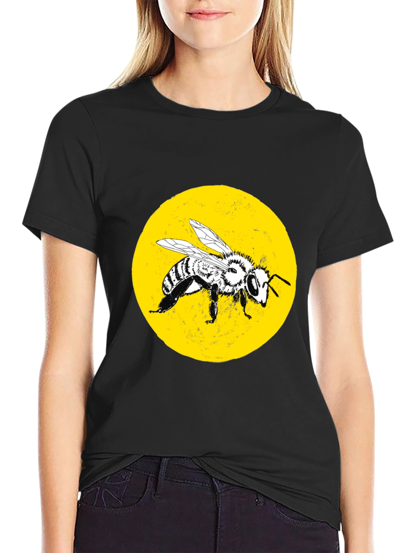 Bee Graphic Tee - Stylish Black Cotton T-Shirt - 2