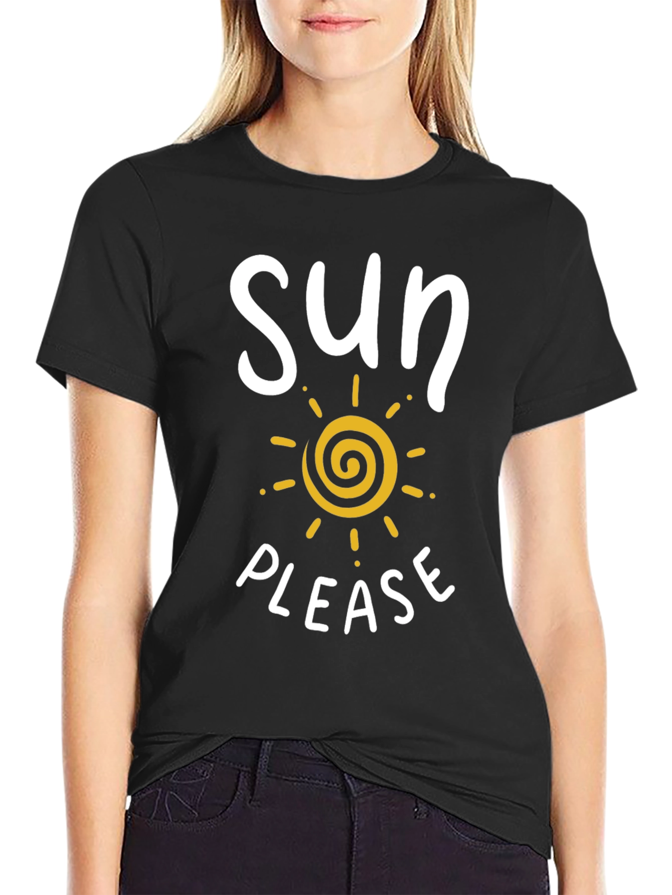 Black Sun Please Graphic Tee - Black Cotton T-Shirt view 2