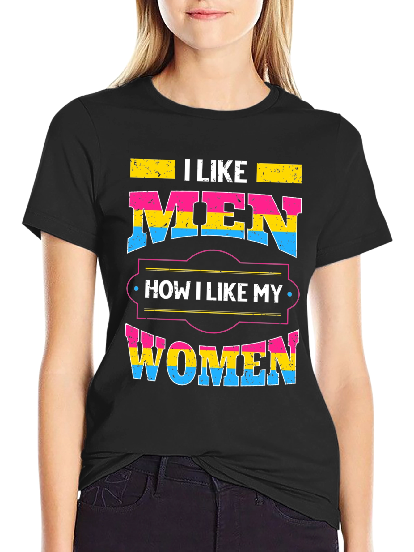 Black Pansexual Pride T-Shirt - I Like Men, I Like Women view 2