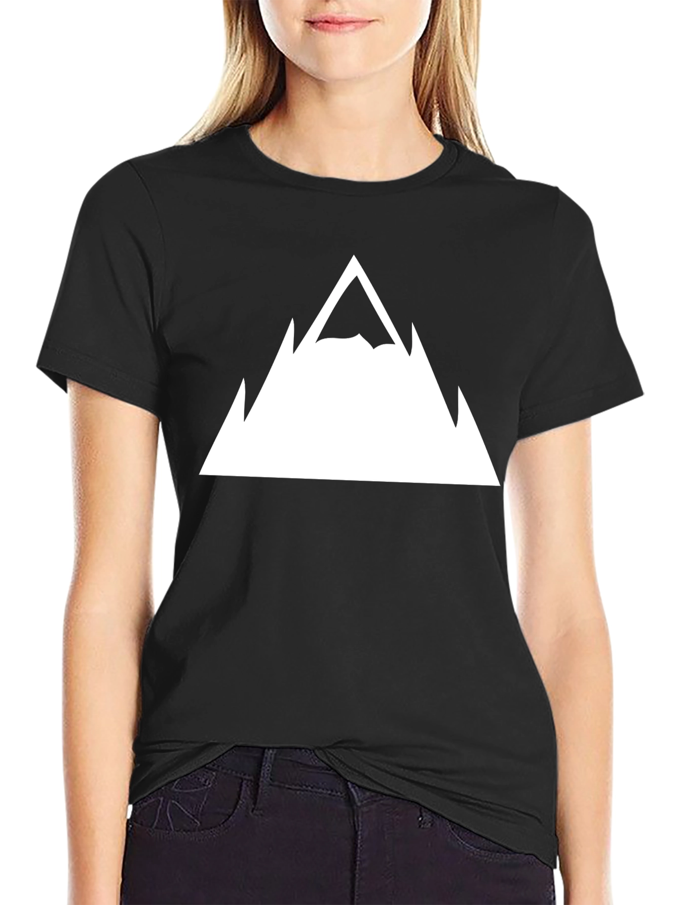 Black Mountain Peak Graphic Tee - Black Cotton T-Shirt view 2