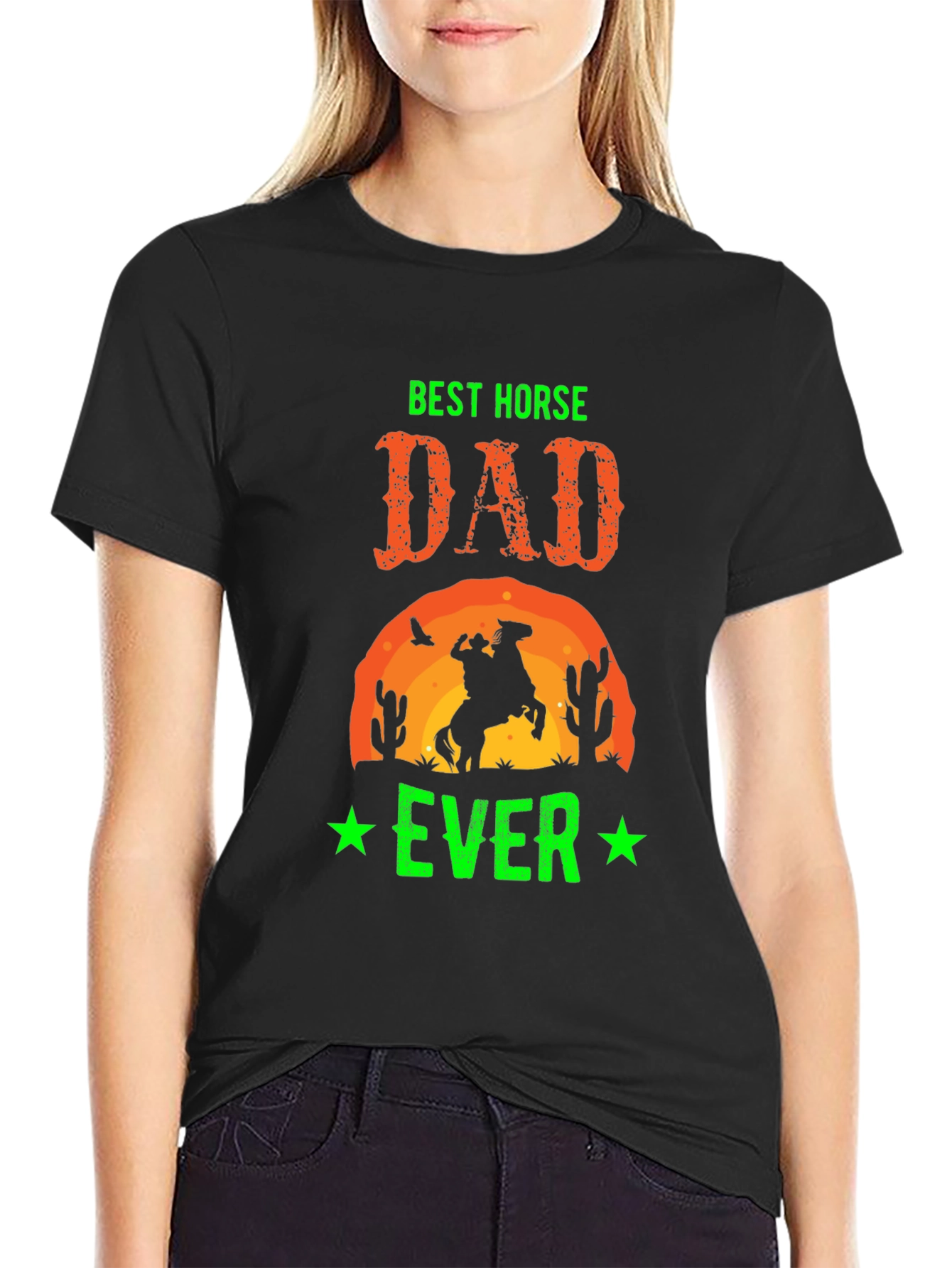 Black Best Horse Dad Ever Graphic T-Shirt view 2