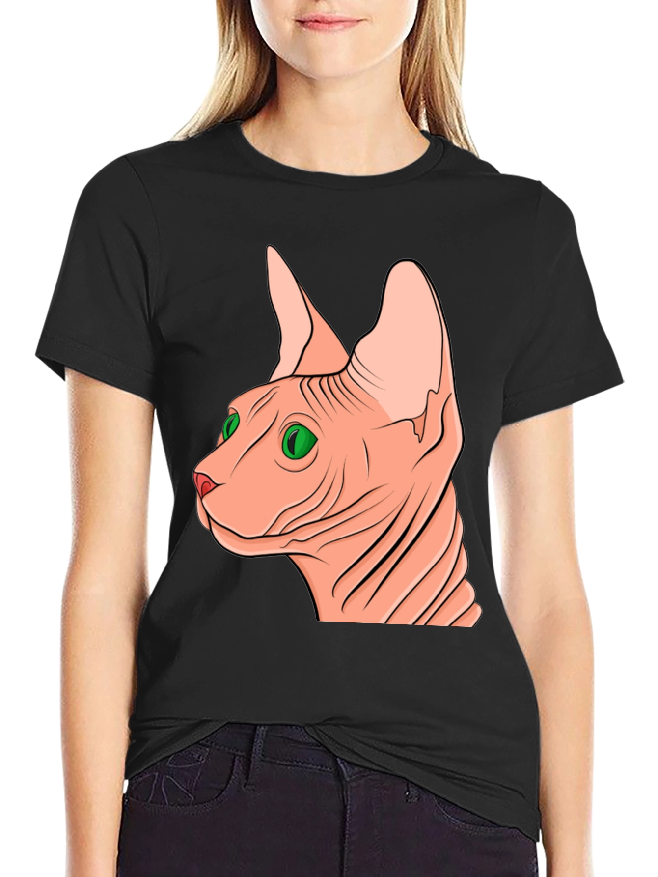 Black Sphynx Cat Graphic Tee - Unique Design view 2