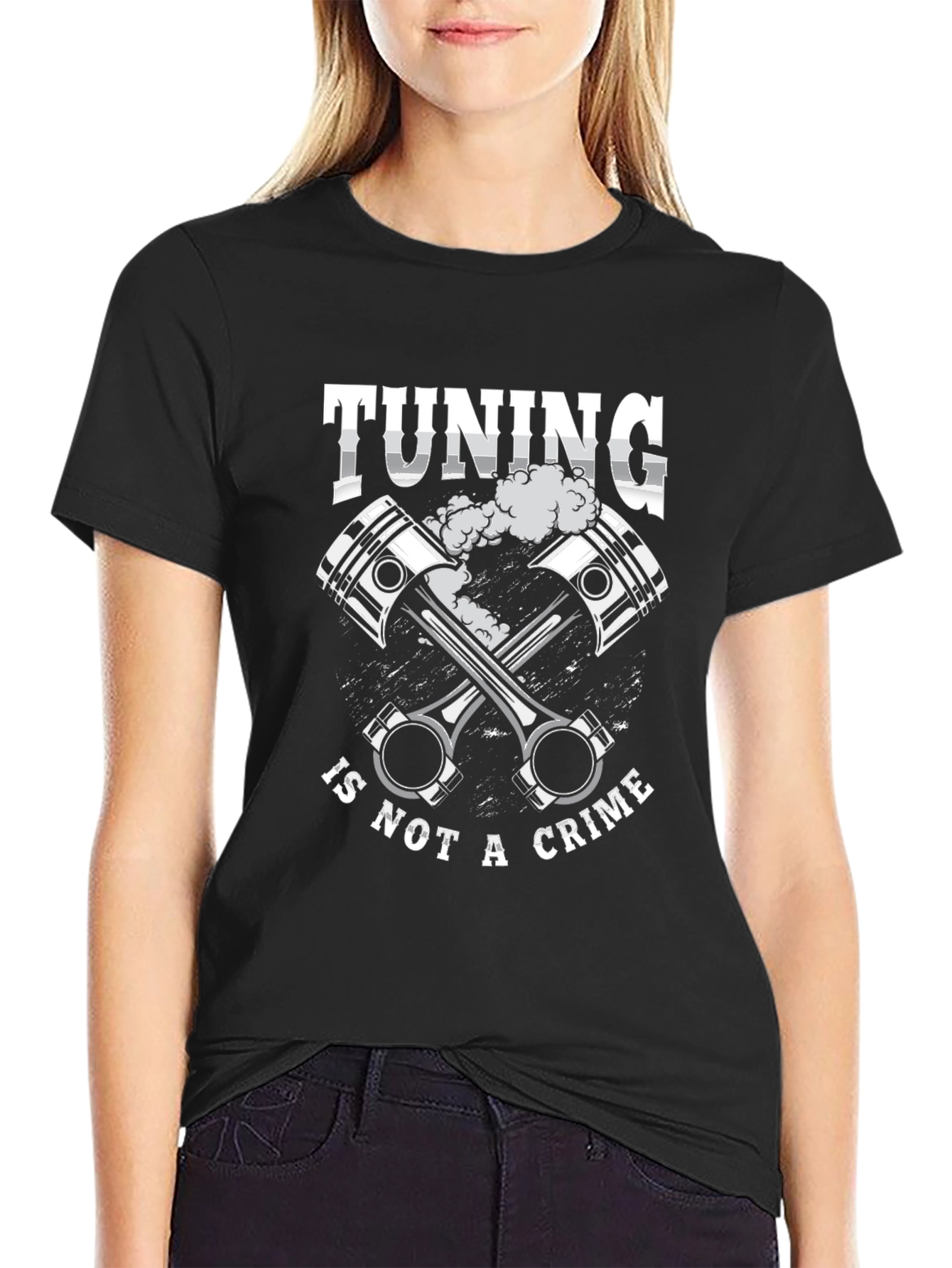 Black Tuning Is Not A Crime Graphic Tee view 2