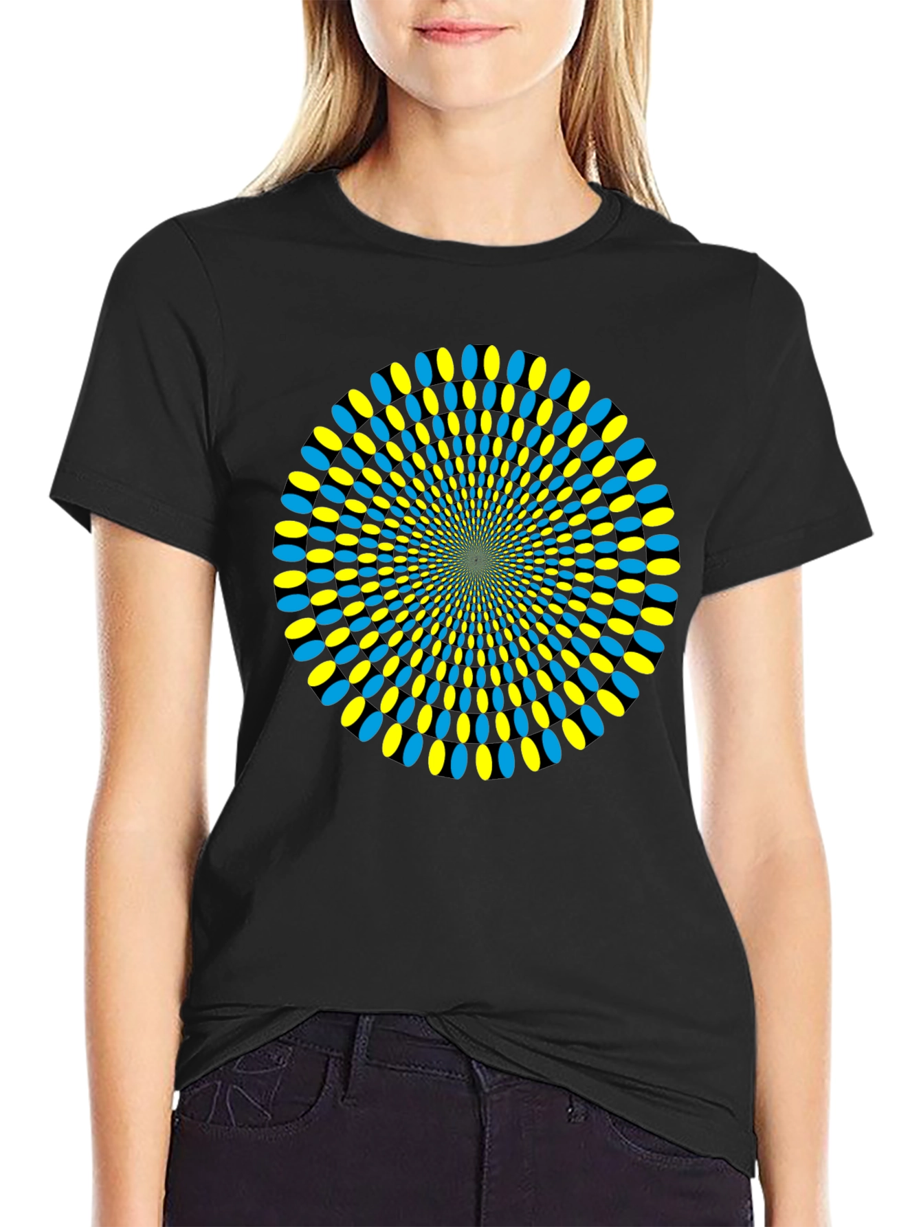 Black Hypnotic Illusion T-Shirt - Black view 2