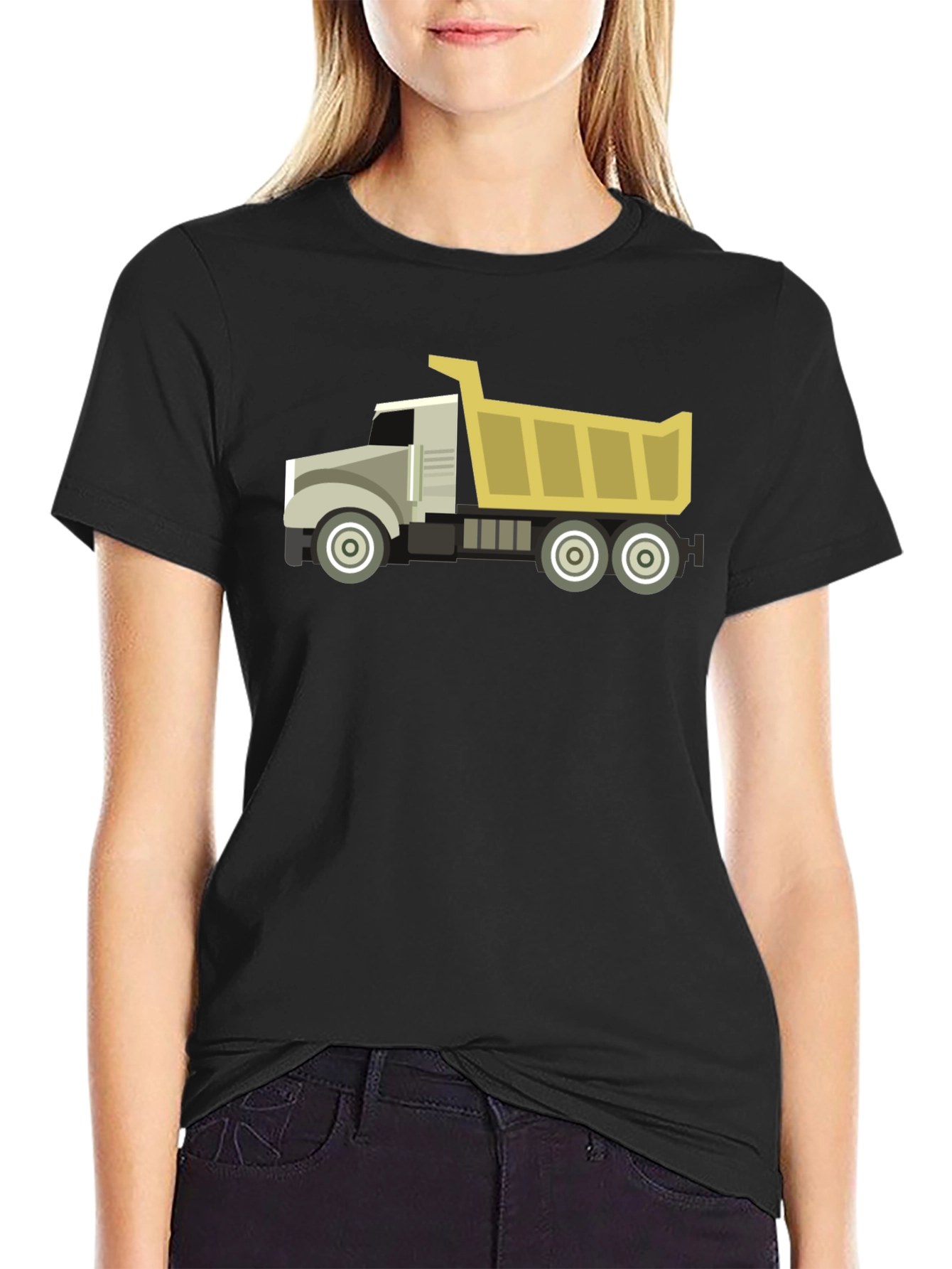 Black Dump Truck Graphic Tee - Black Cotton Blend view 2