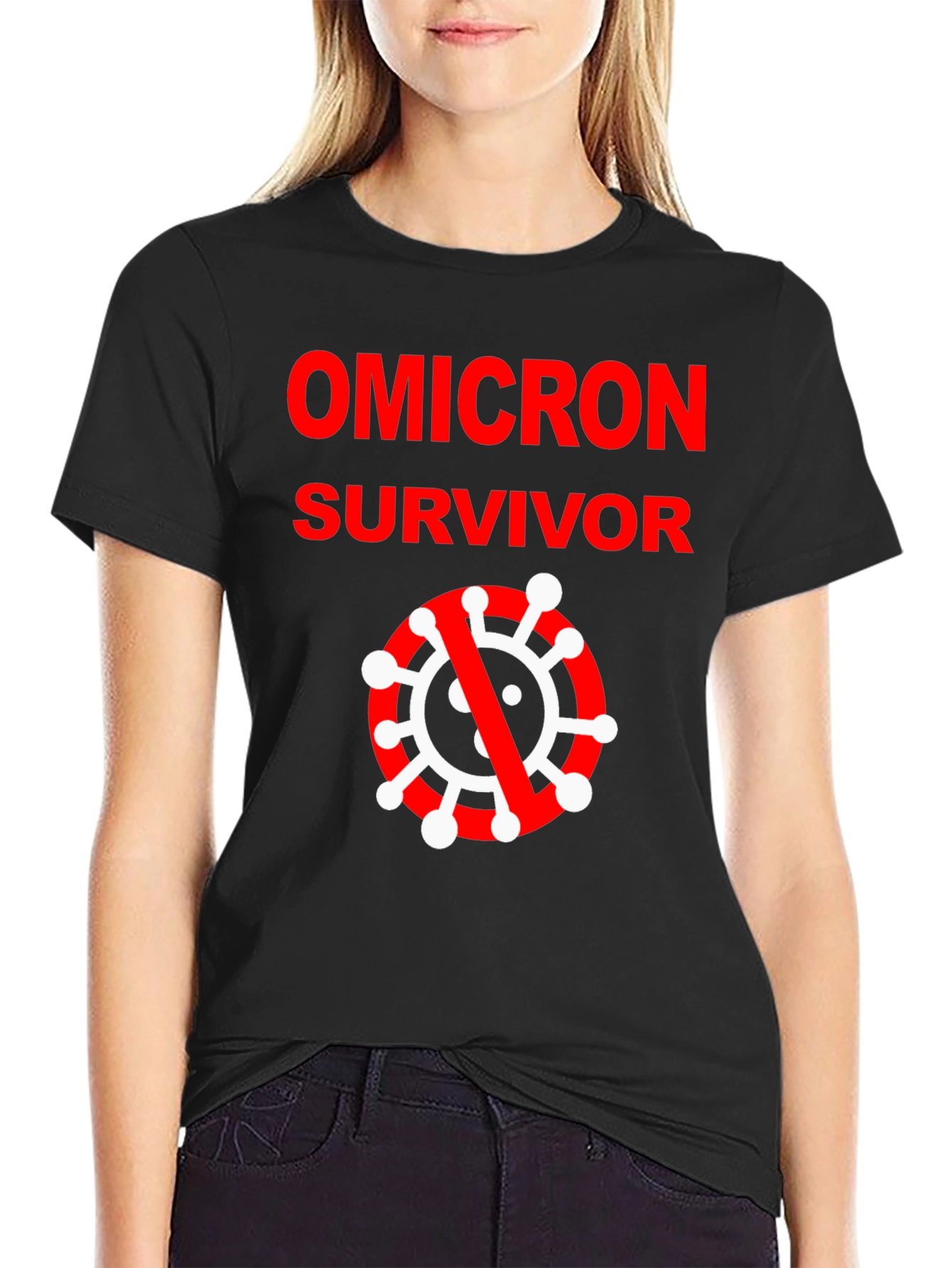 Black Omicron Survivor Black T-Shirt view 2