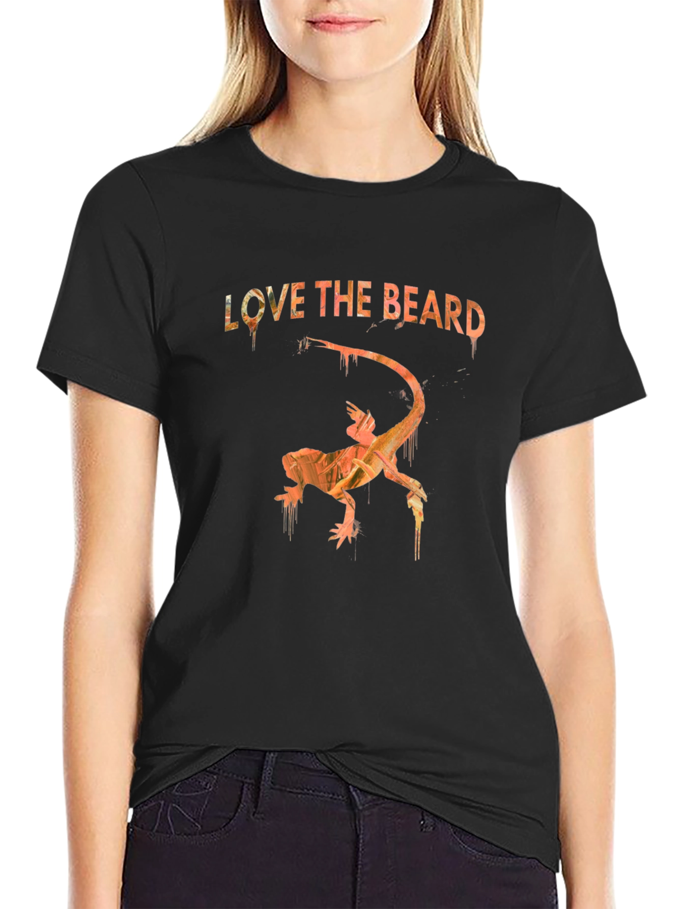 Black Love the Beard Lizard Graphic Tee - Black view 2