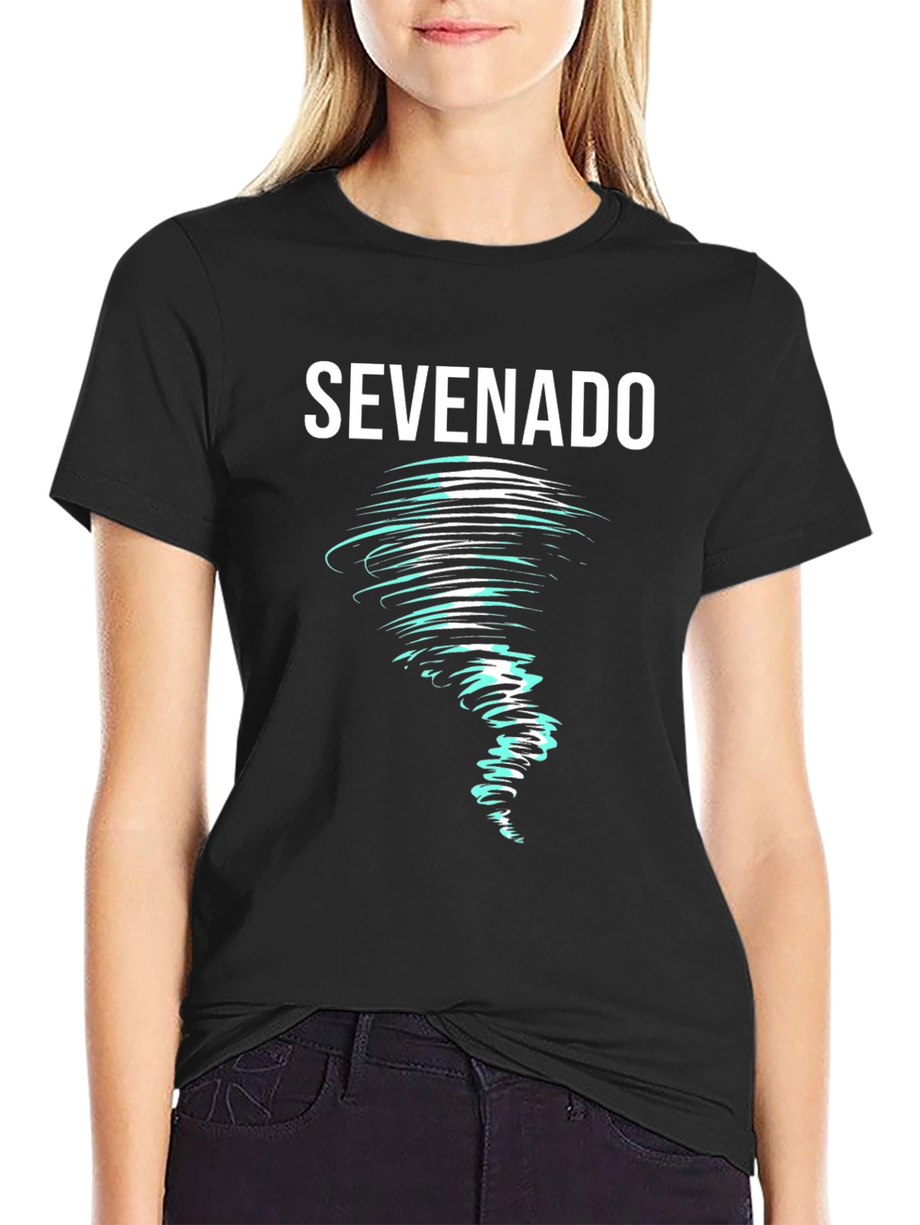 Black Sevenado Tornado Graphic T-Shirt - Unique Design view 2
