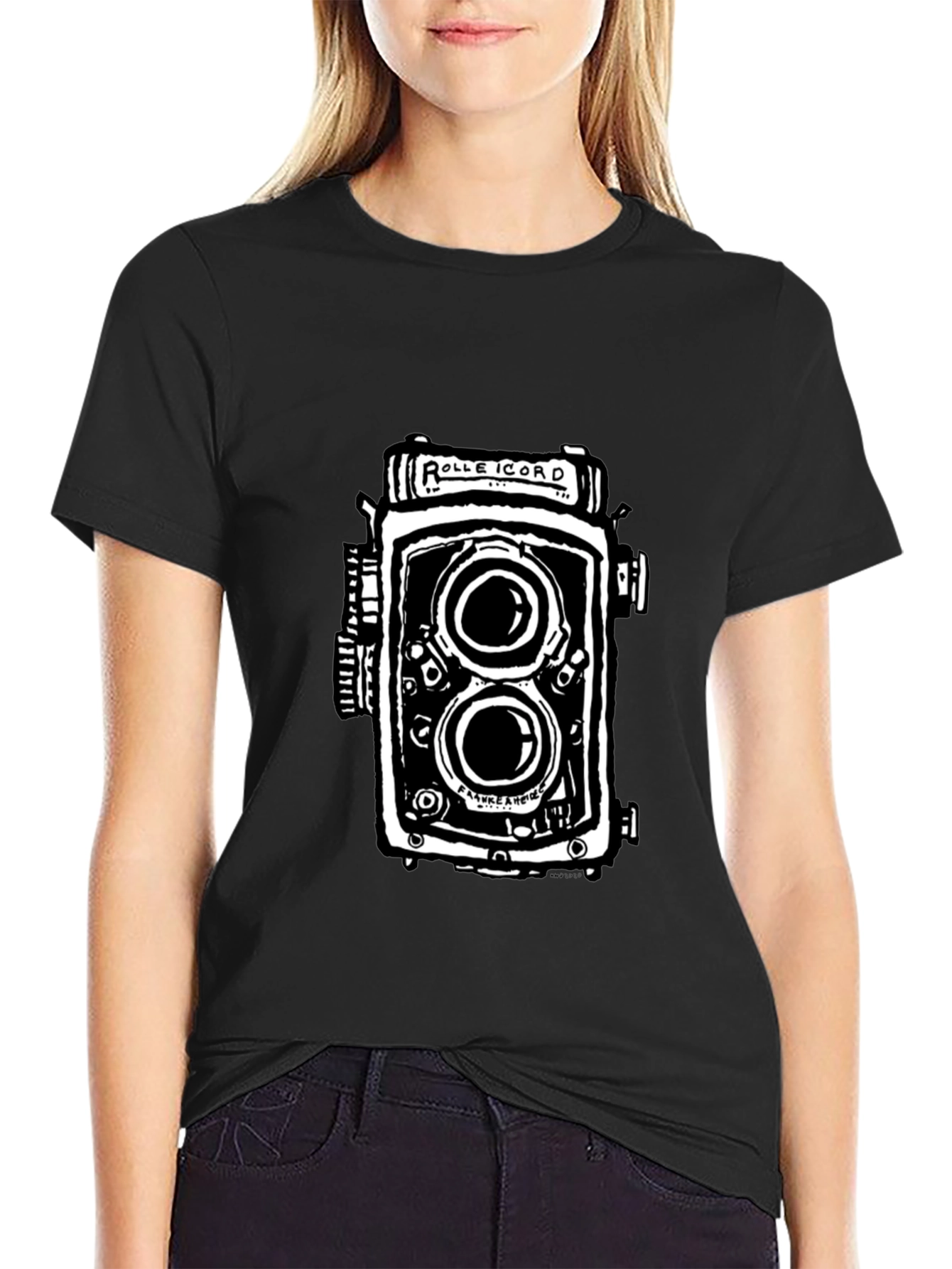 Black Vintage Camera Graphic T-Shirt - Black view 2