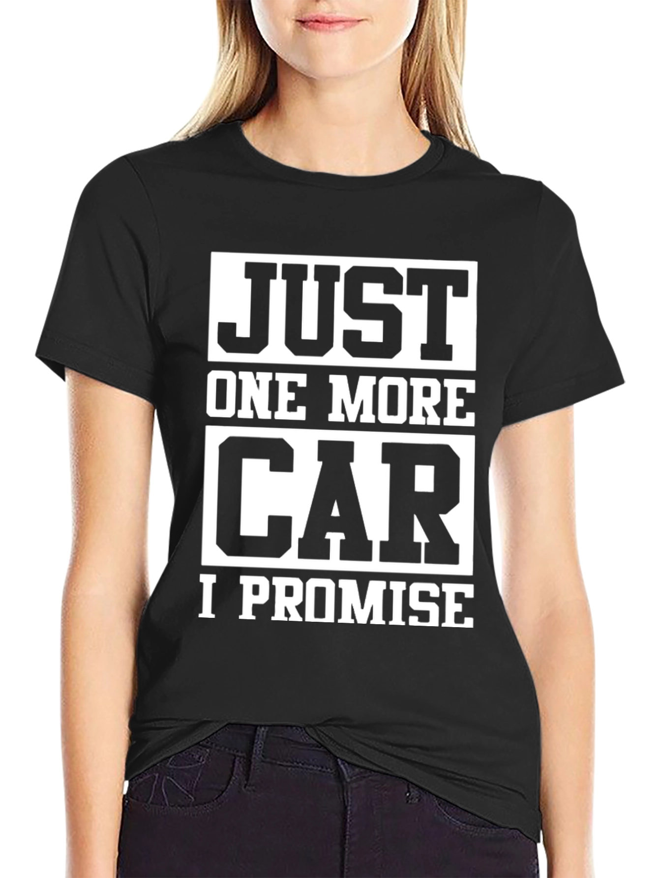 Black Just One More Car T-Shirt - Funny Car Lover Tee view 2