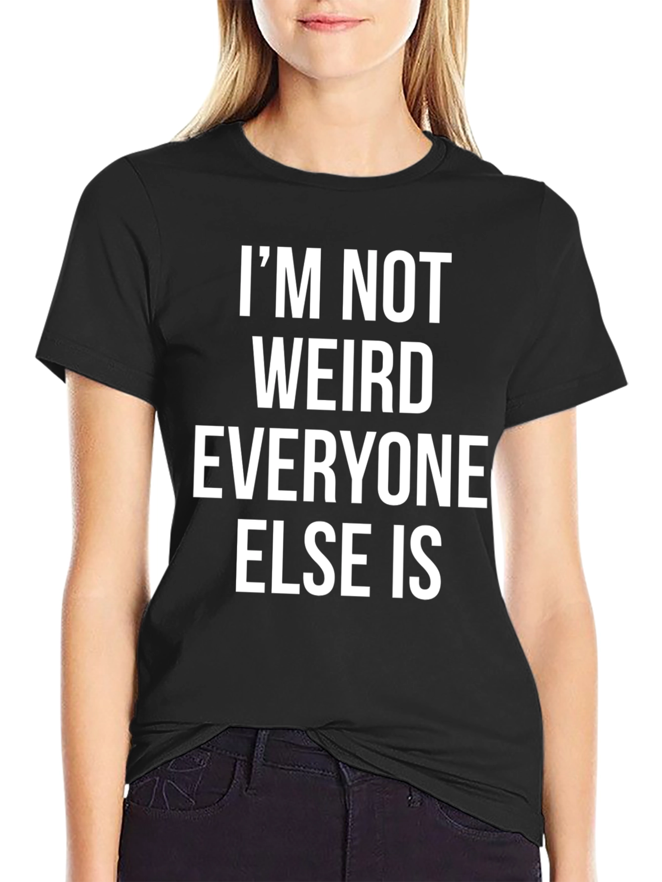 Black Funny 'I'm Not Weird' Graphic Print Black T-Shirt view 2