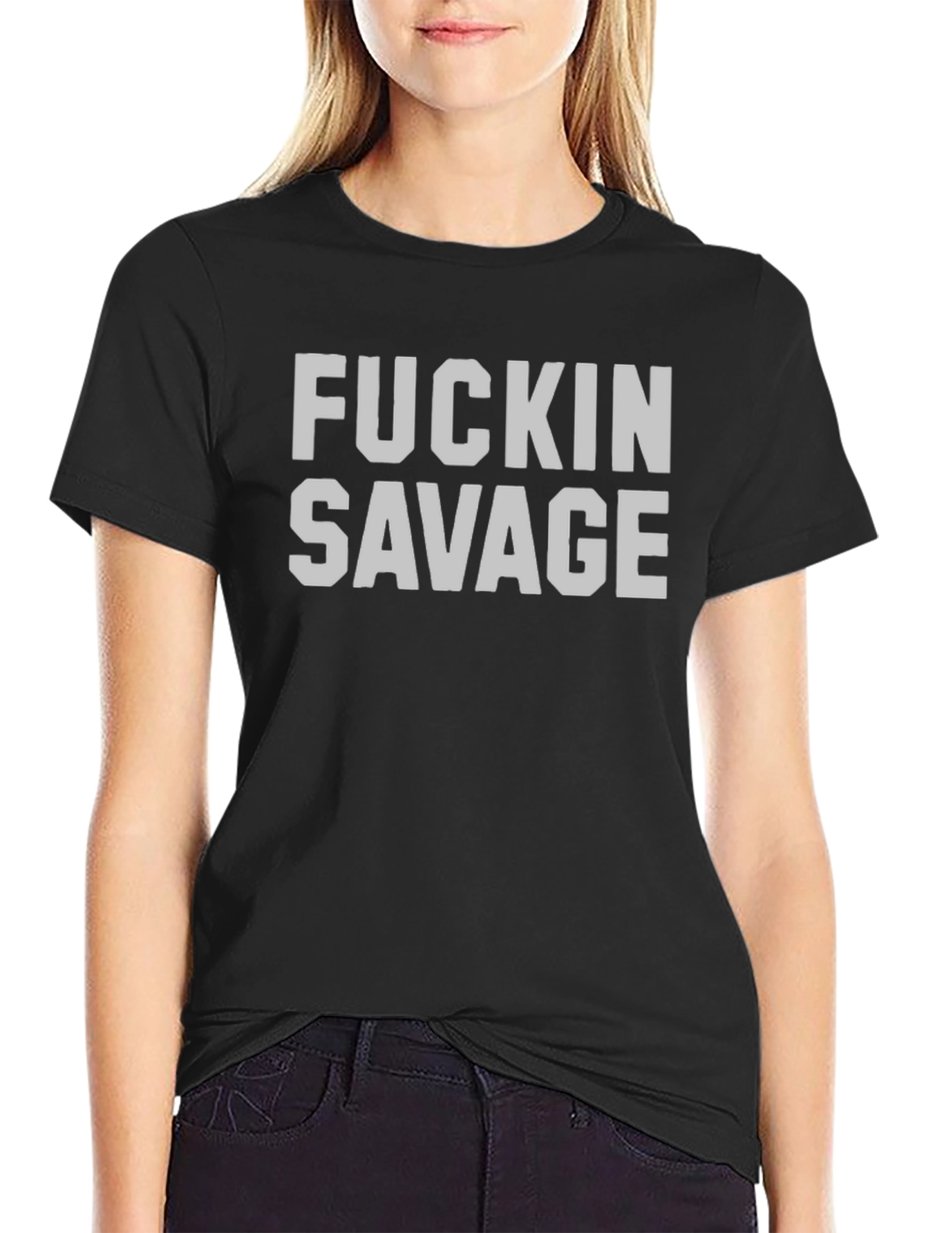 Black F*ckin Savage Graphic T-Shirt - Bold & Edgy view 2