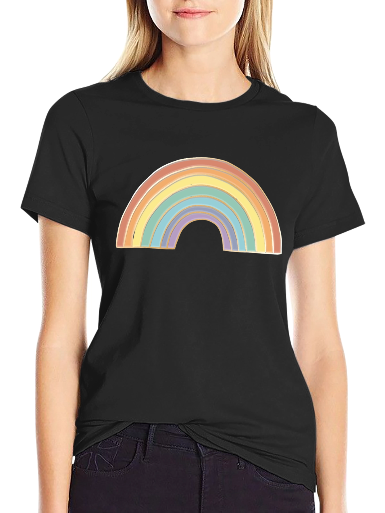 Black Rainbow Graphic Black T-Shirt view 2