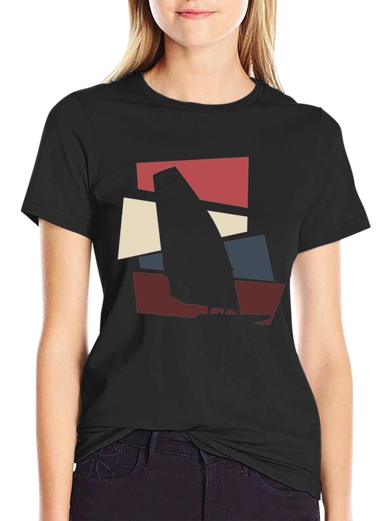 Black Modern Windsurfing Graphic Tee - Black view 2