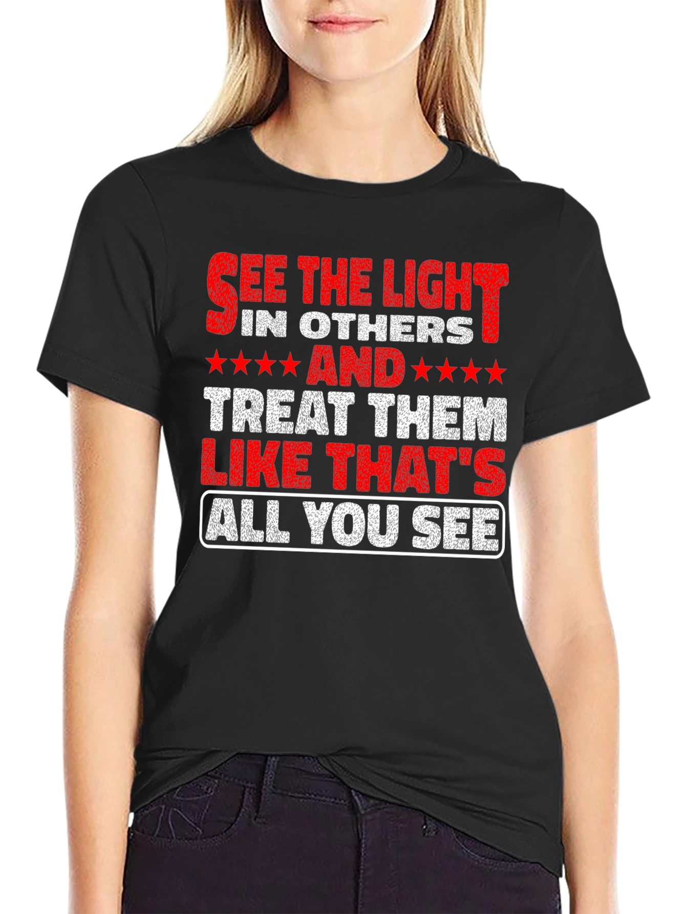 Black See the Light T-Shirt - Inspirational Message Tee view 2