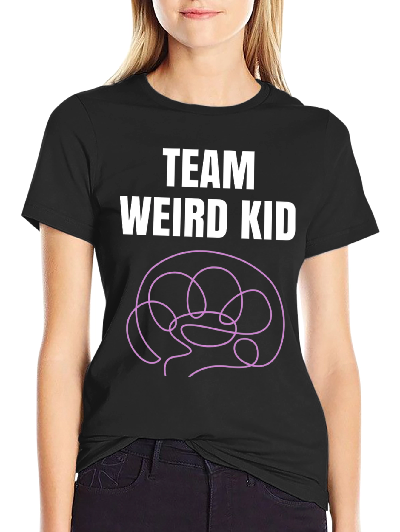 Black Team Weird Kid T-Shirt - Funny Brain Tee view 2