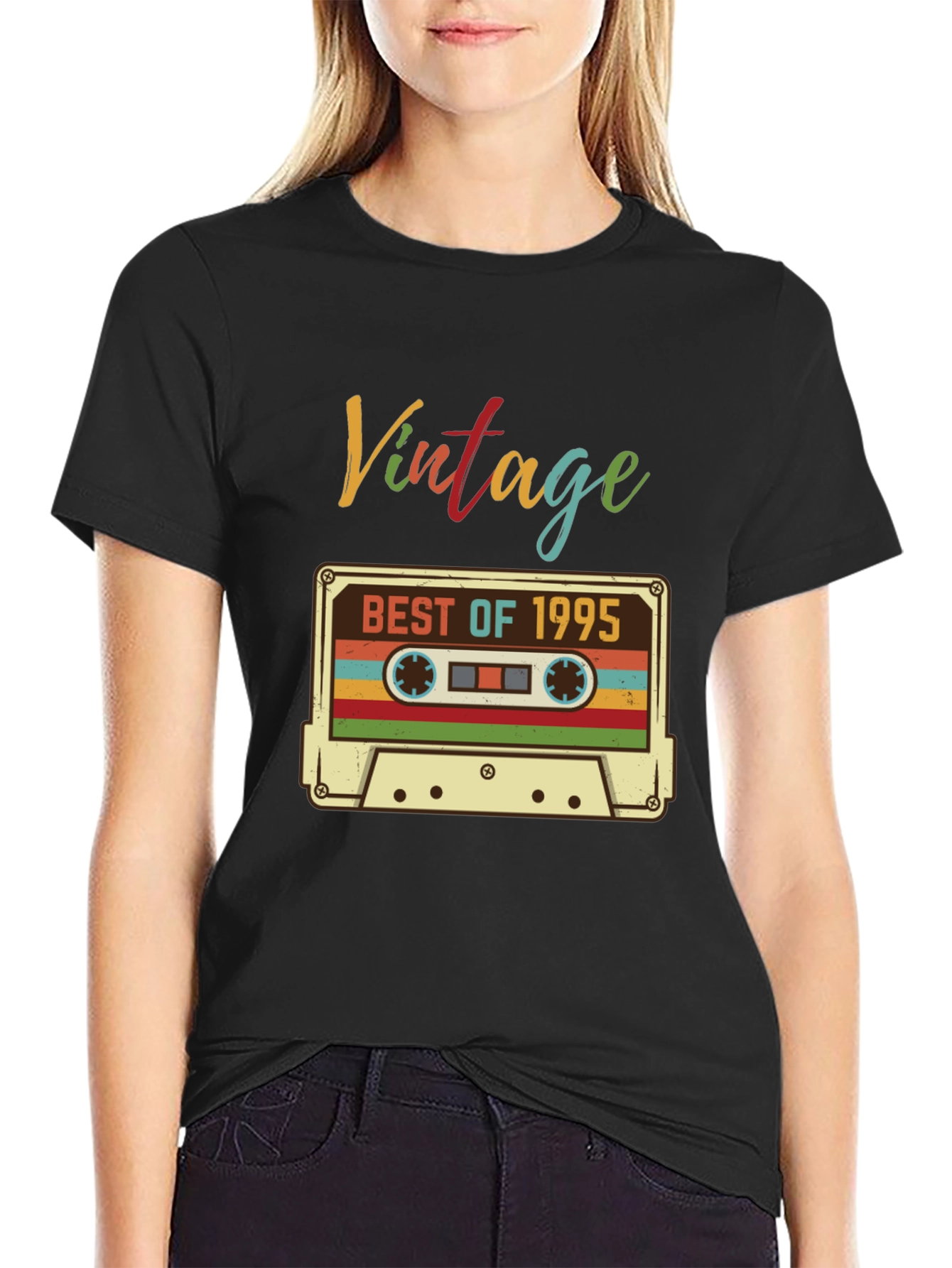 Black Vintage 1995 Cassette T-Shirt view 2