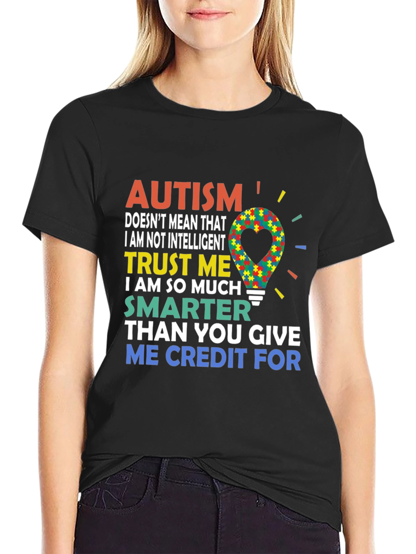 Black Autism Awareness T-Shirt - Trust Me view 2