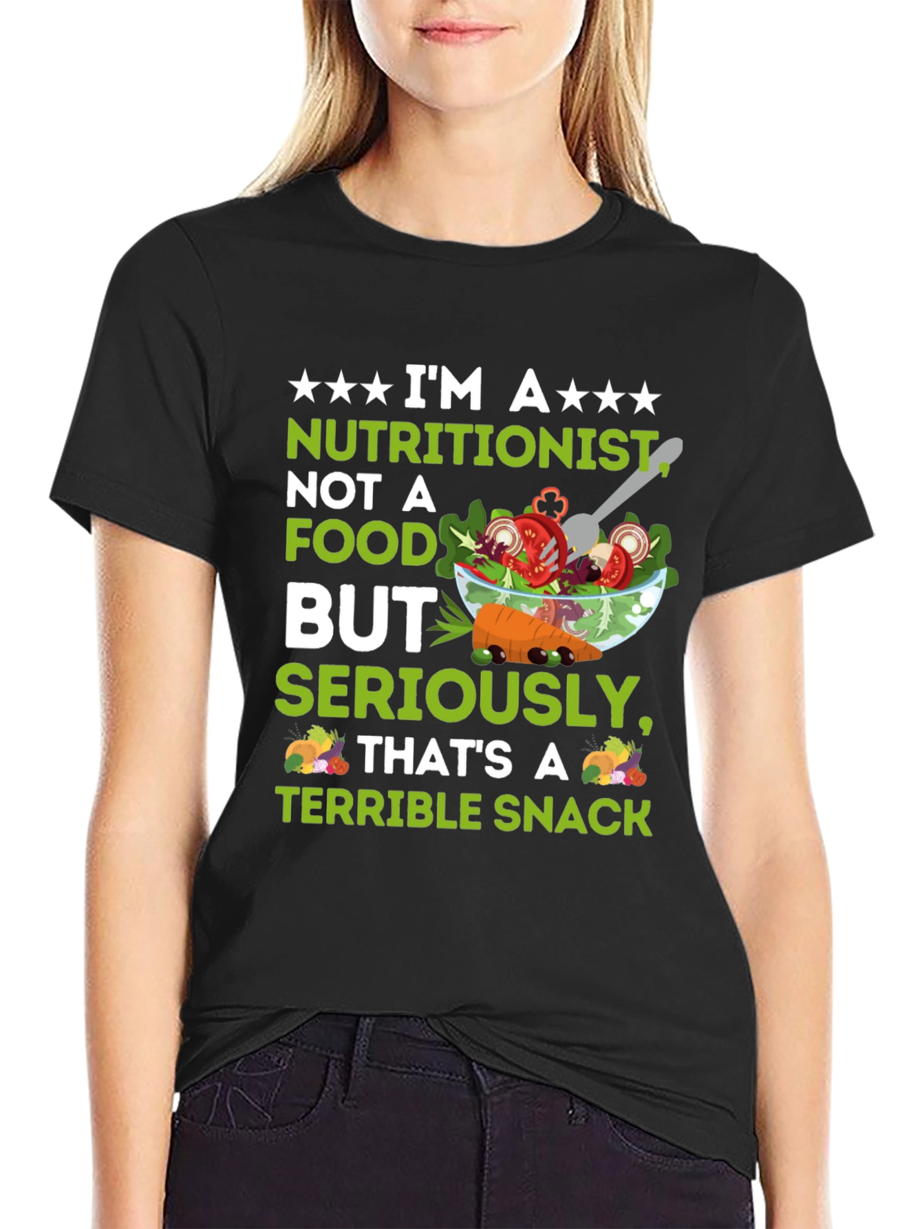 Black Nutritionist Terrible Snack Graphic Tee view 2