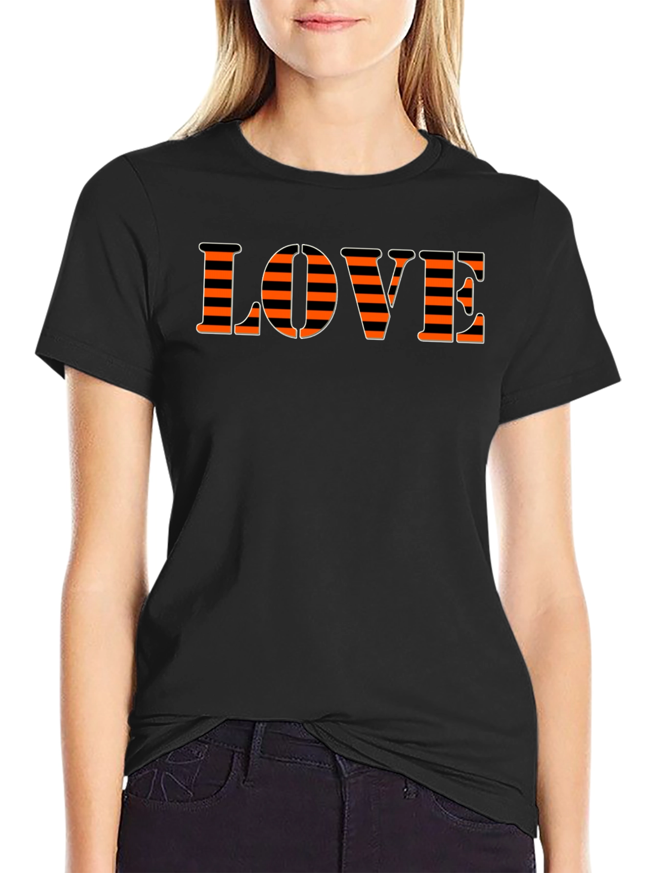 Black Love Striped Graphic T-Shirt view 2