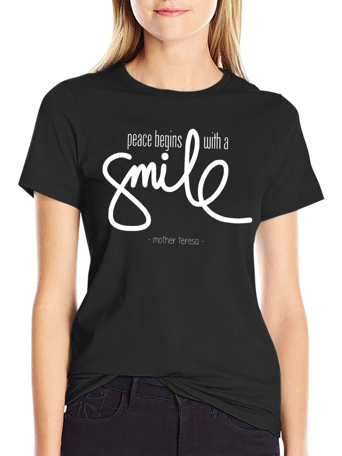 Black Peace Begins with a Smile T-Shirt view 2