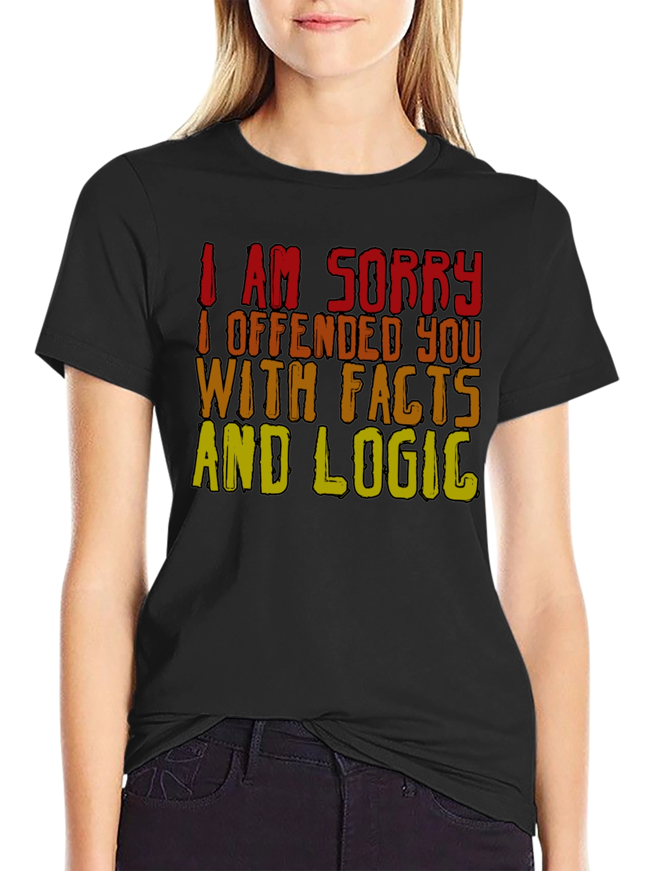 Black Funny Facts & Logic T-Shirt - Offended You? Tee view 2
