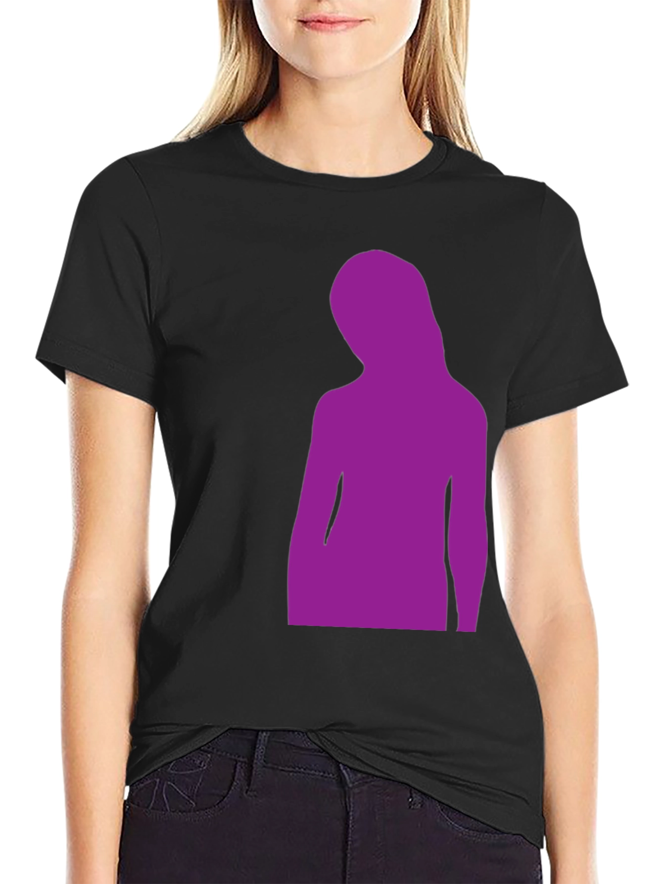 Black Purple Silhouette Graphic Black T-Shirt view 2