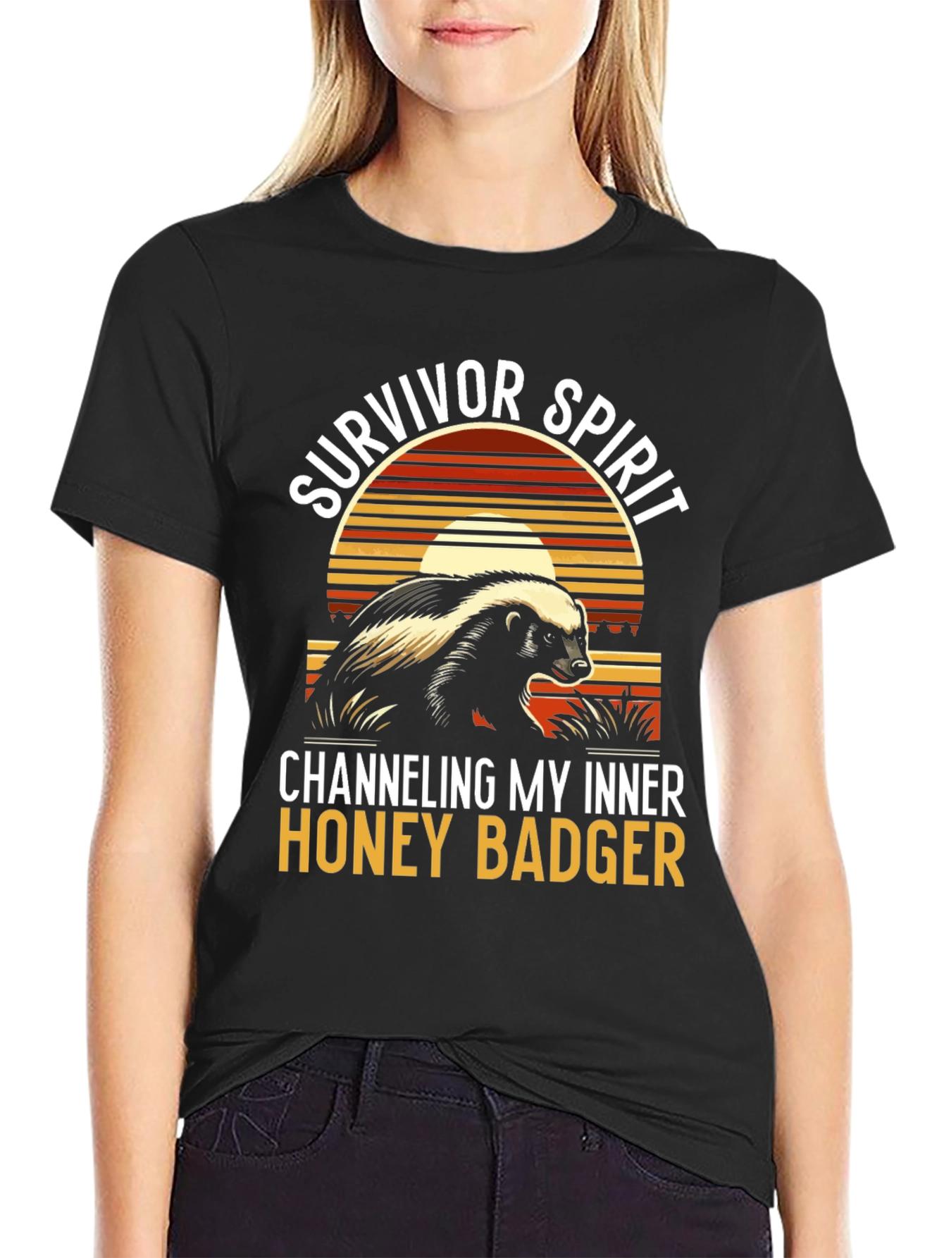 Black Survivor Spirit Honey Badger Graphic Tee view 2