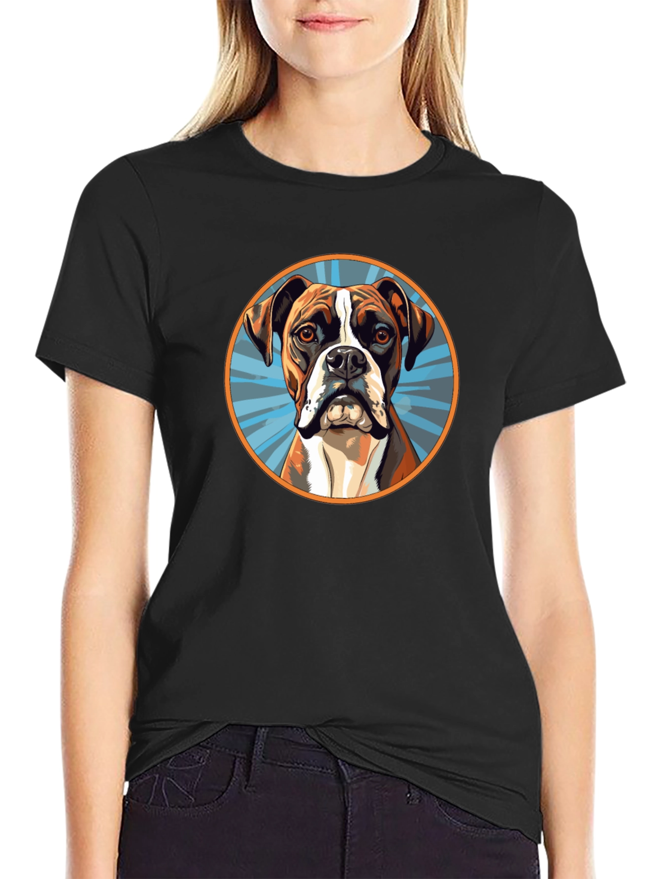 Black Boxer Dog Graphic Tee - Cool Canine T-Shirt view 2