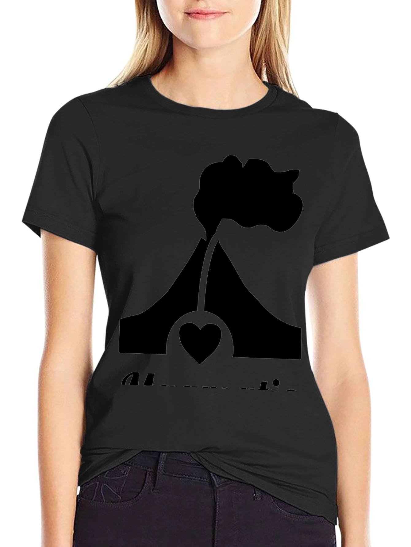 Black Volcano Heart Graphic Tee - Black Casual Shirt view 2