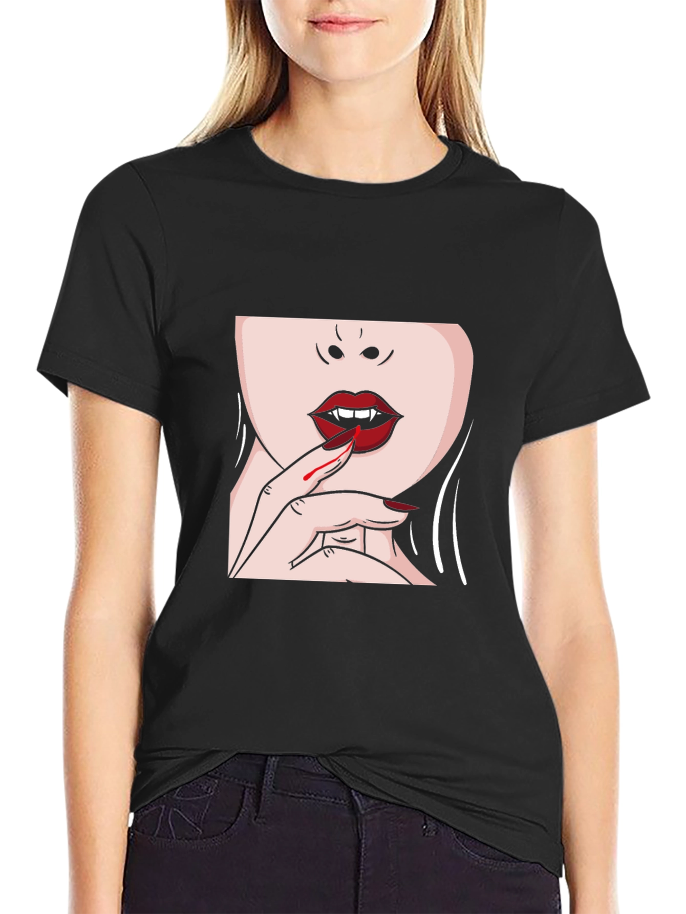 Black Vampire Kiss Graphic T-Shirt - Black view 2