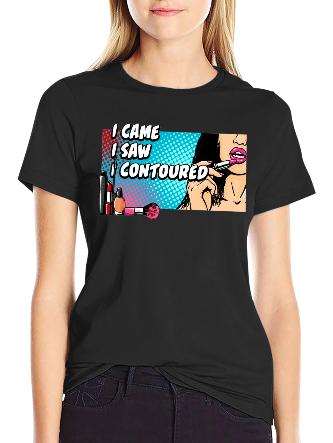 Black I Came, I Saw, I Contoured T-Shirt view 2