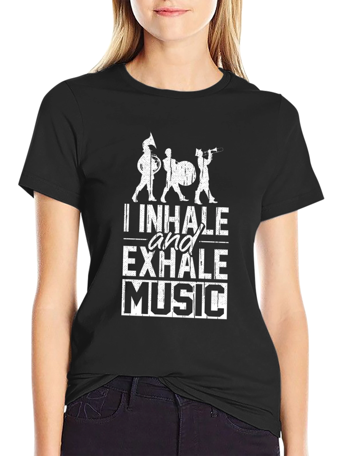 Black I Inhale and Exhale Music Black T-Shirt view 2
