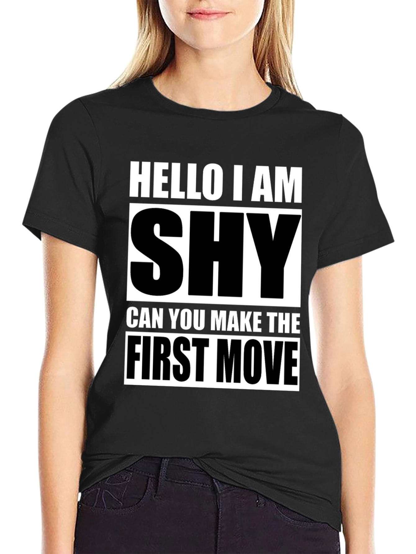 Black Shy Introvert Humor Graphic T-Shirt view 2