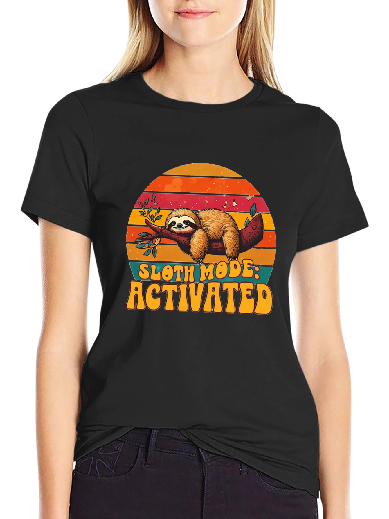 Black Sloth Mode Activated T-Shirt - Relaxed Fit view 2