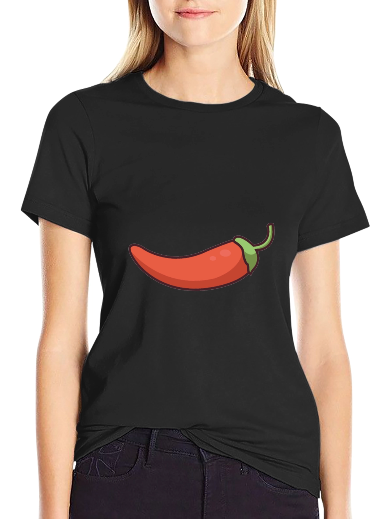 Black Chili Pepper Graphic Tee - Spicy Style Statement view 2